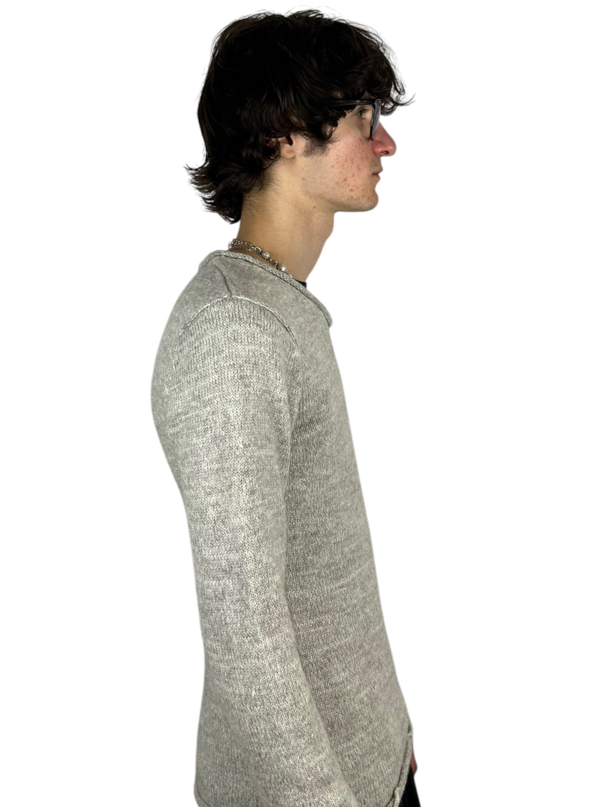 5351 Pour Les Hommes Distressed Raw-Edge Knit Sweater (M)