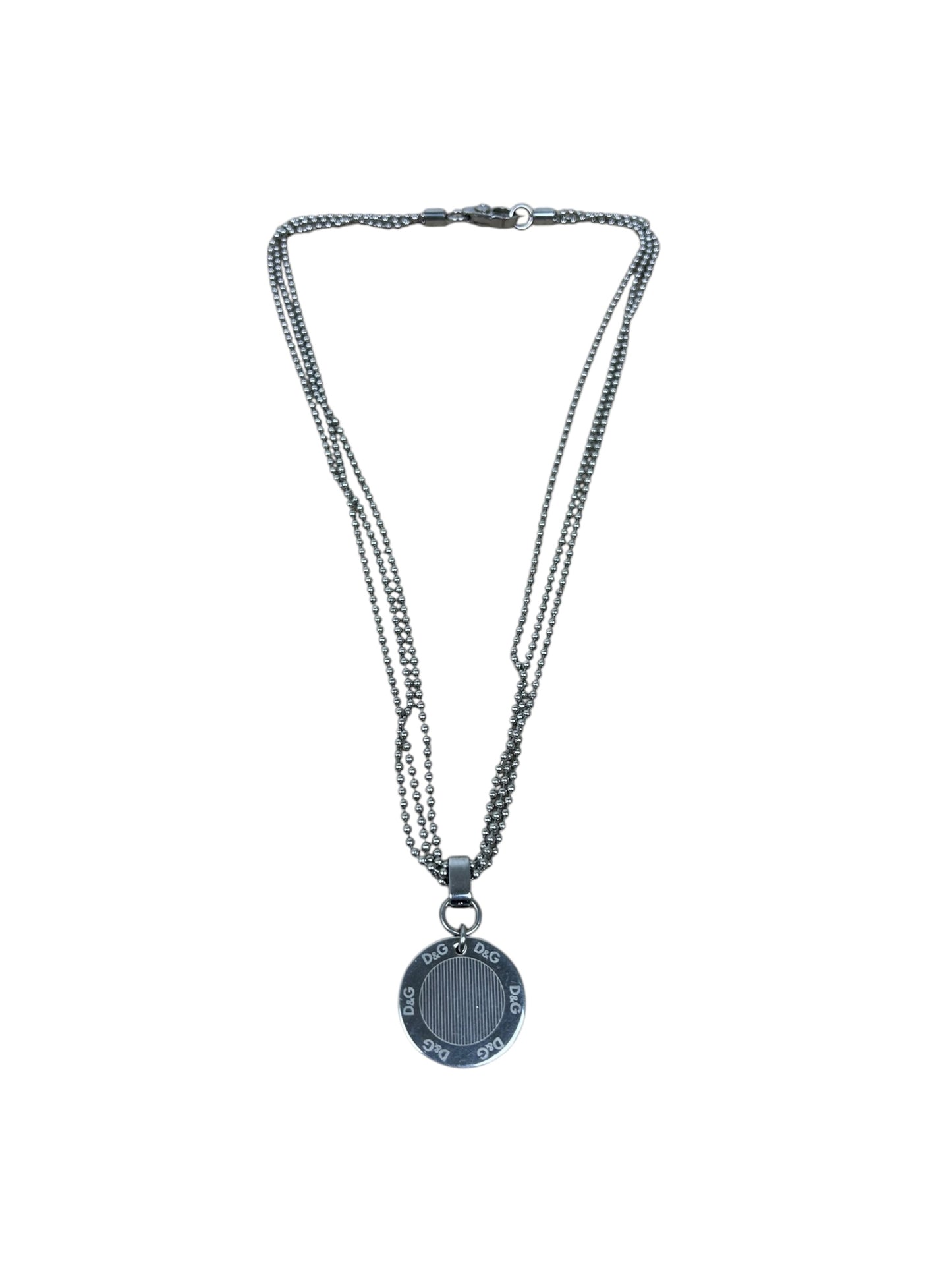 Dolce & Gabbana Silver Poker Chip Triple Chain Necklace