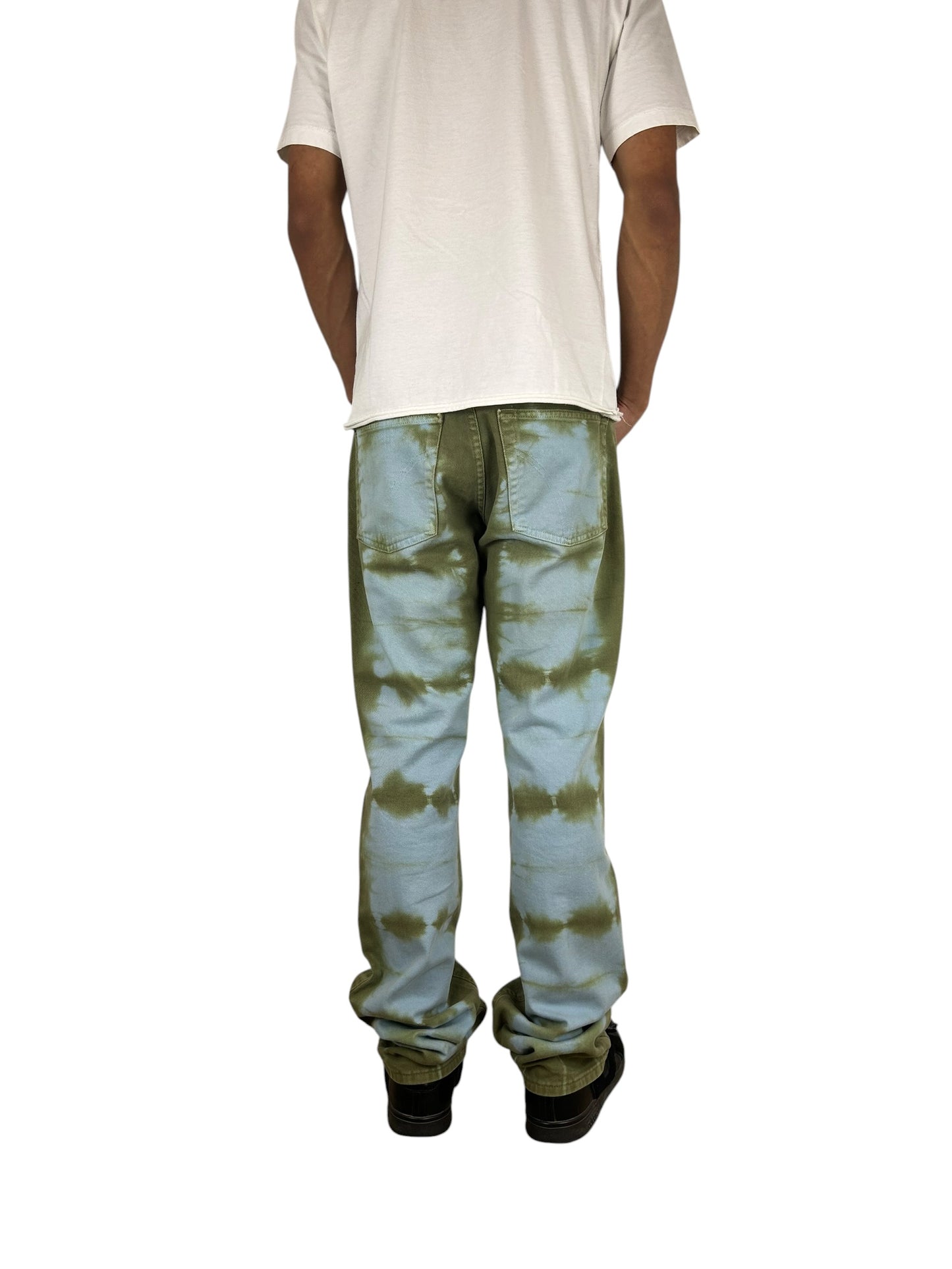 Dolce & Gabbana Olive Tie-Dye/Bleached Straight Leg Denim (30.5x33)