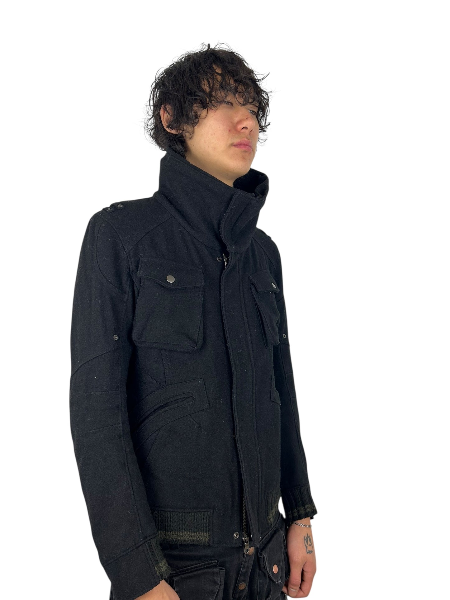 2000s PPFM Wool Tactical Stand-Collar Jacket (L)