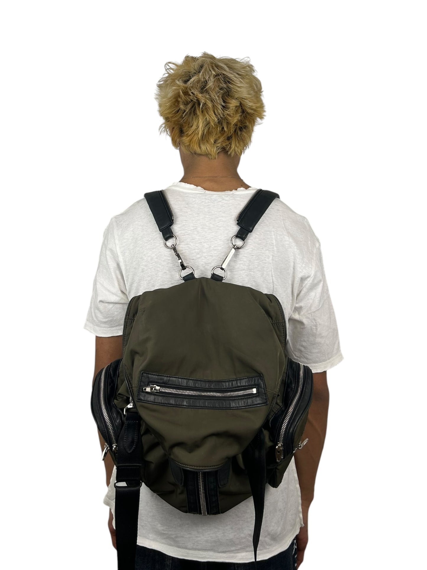 2010s Alexander Wang “Marti” Nylon Leather Multi-Zip Convertible Backpack (OS)