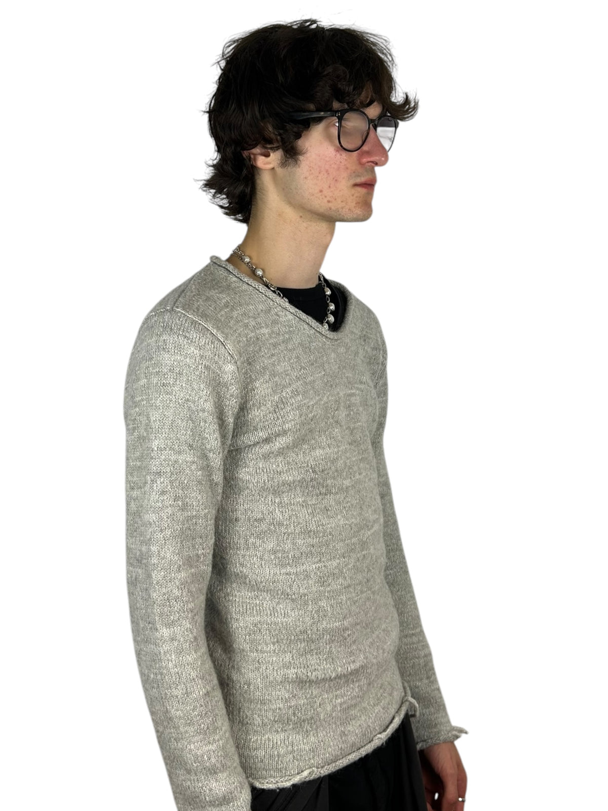 5351 Pour Les Hommes Distressed Raw-Edge Knit Sweater (M)