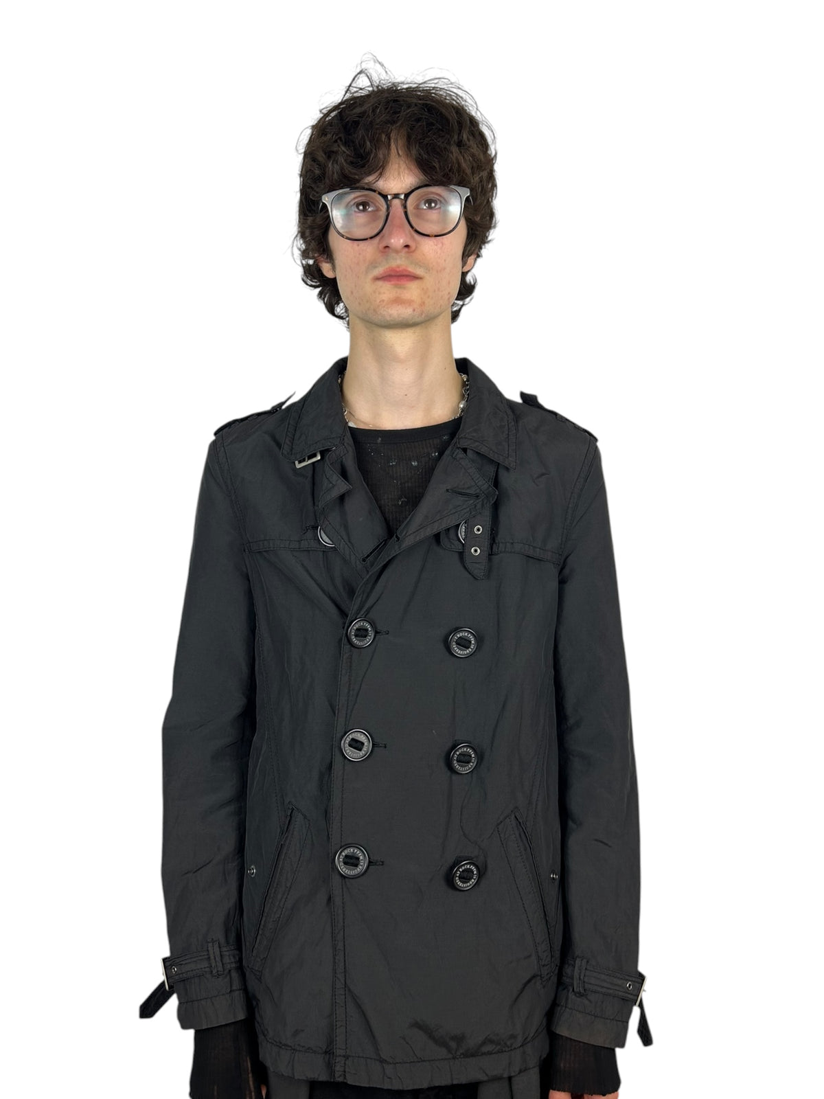 2000s PPFM Military Utility Trench Coat w Internal Harness (L)