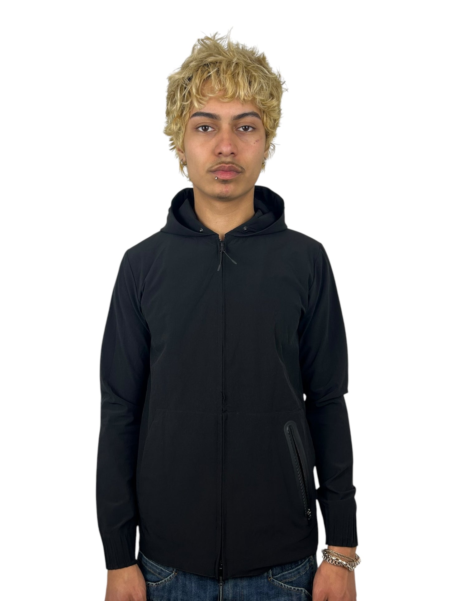 2000s 5351 Pour Les Hommes Technical Nylon Zip Hooded Jacket Removable Back Pocket (M)