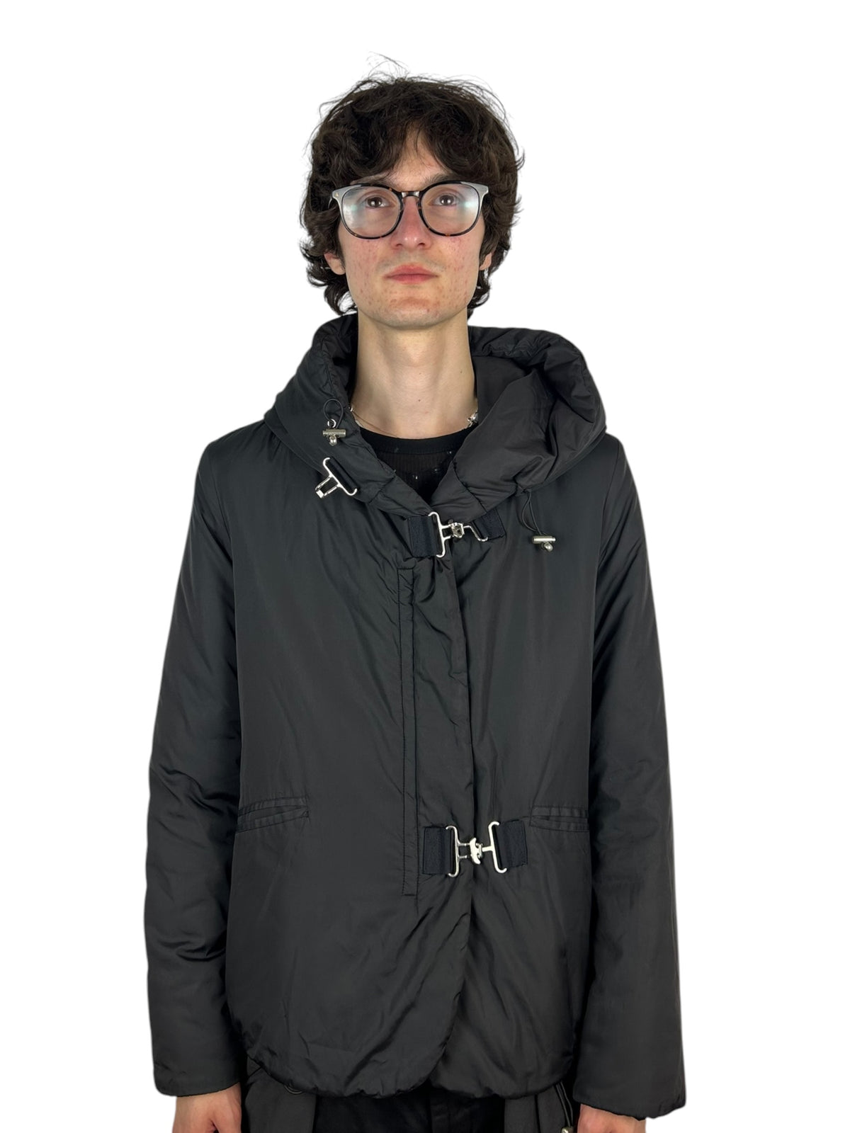 Armani Jeans Convertible Zip-Hood Buckle Puffer Jacket (M)