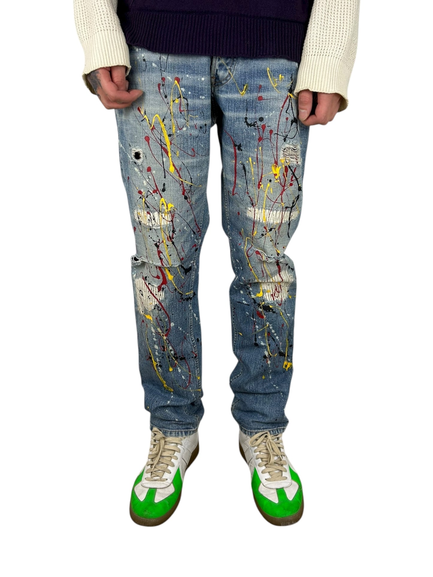 Johnbull Multicolour Paint Splatter Denim (32x31)