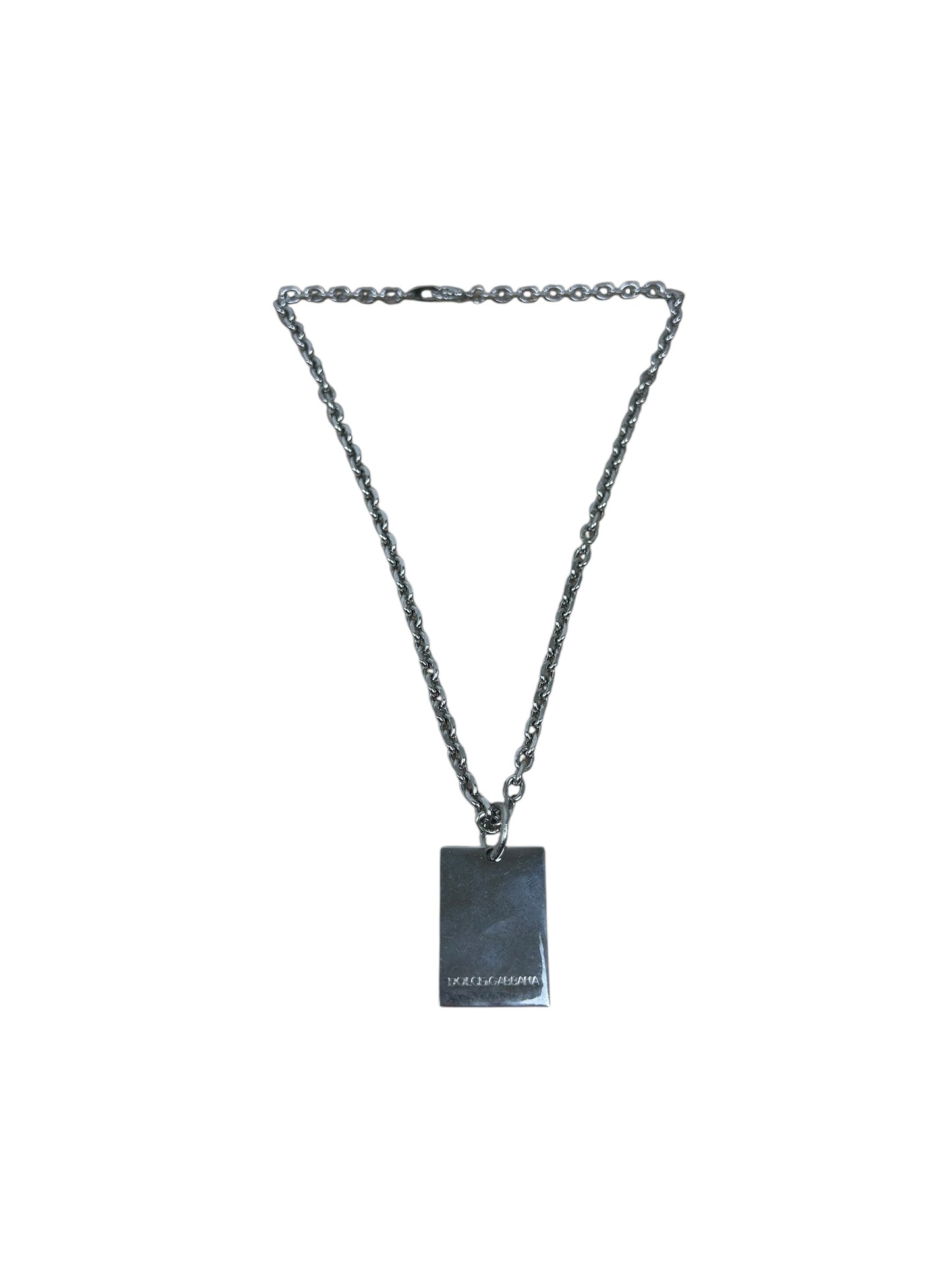 Dolce & Gabbana Silver/Black Logo Plate Necklace