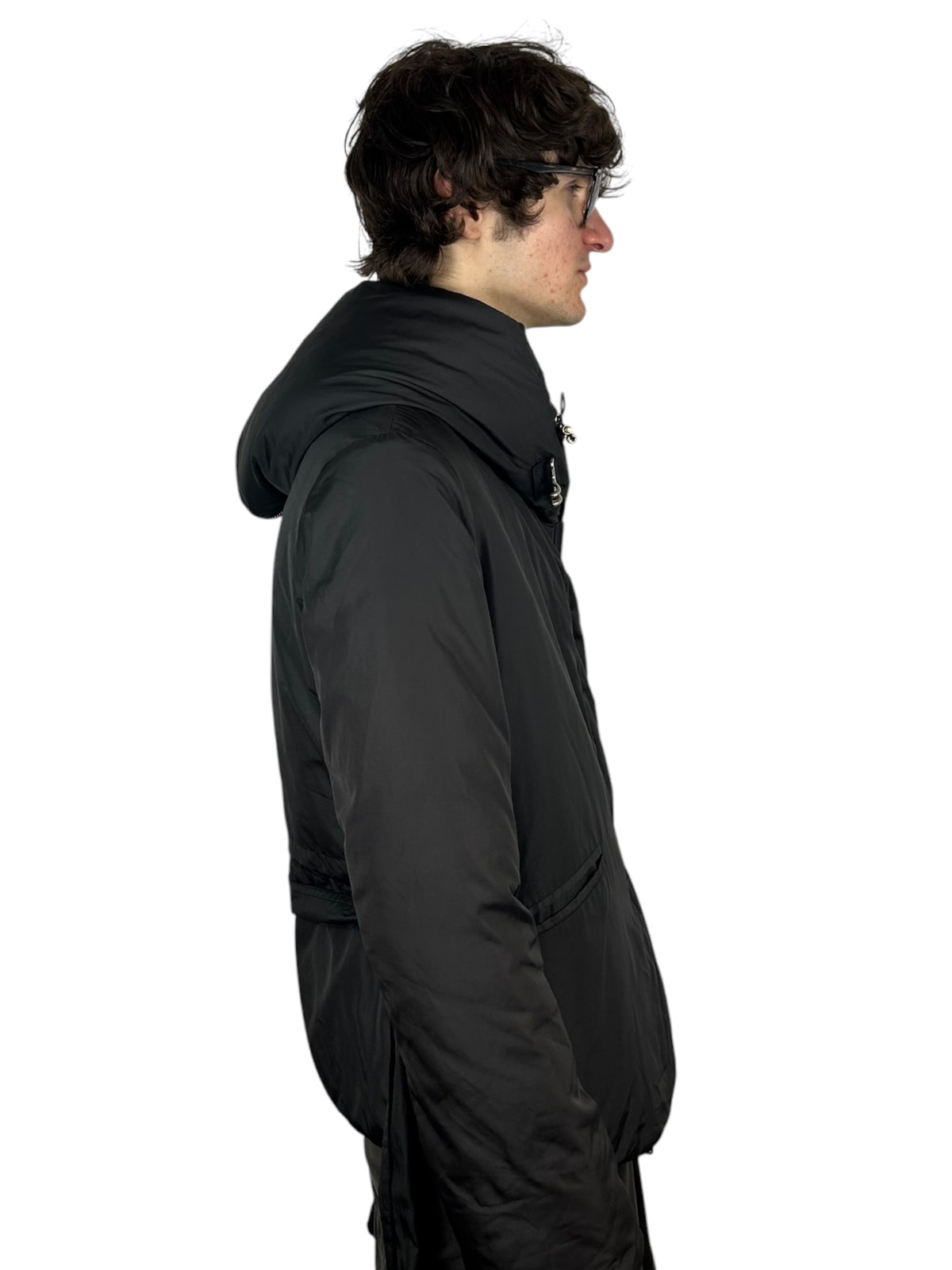Armani Jeans Convertible Zip-Hood Buckle Puffer Jacket (M)