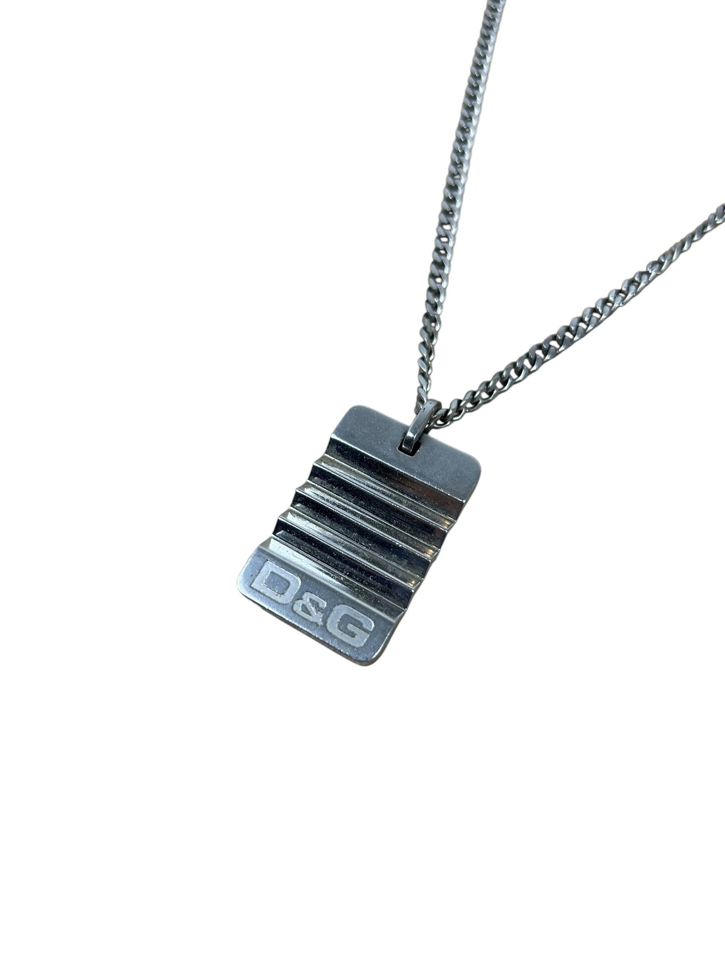 Dolce & Gabbana Silver Reversible Logo Dog-tag Necklace