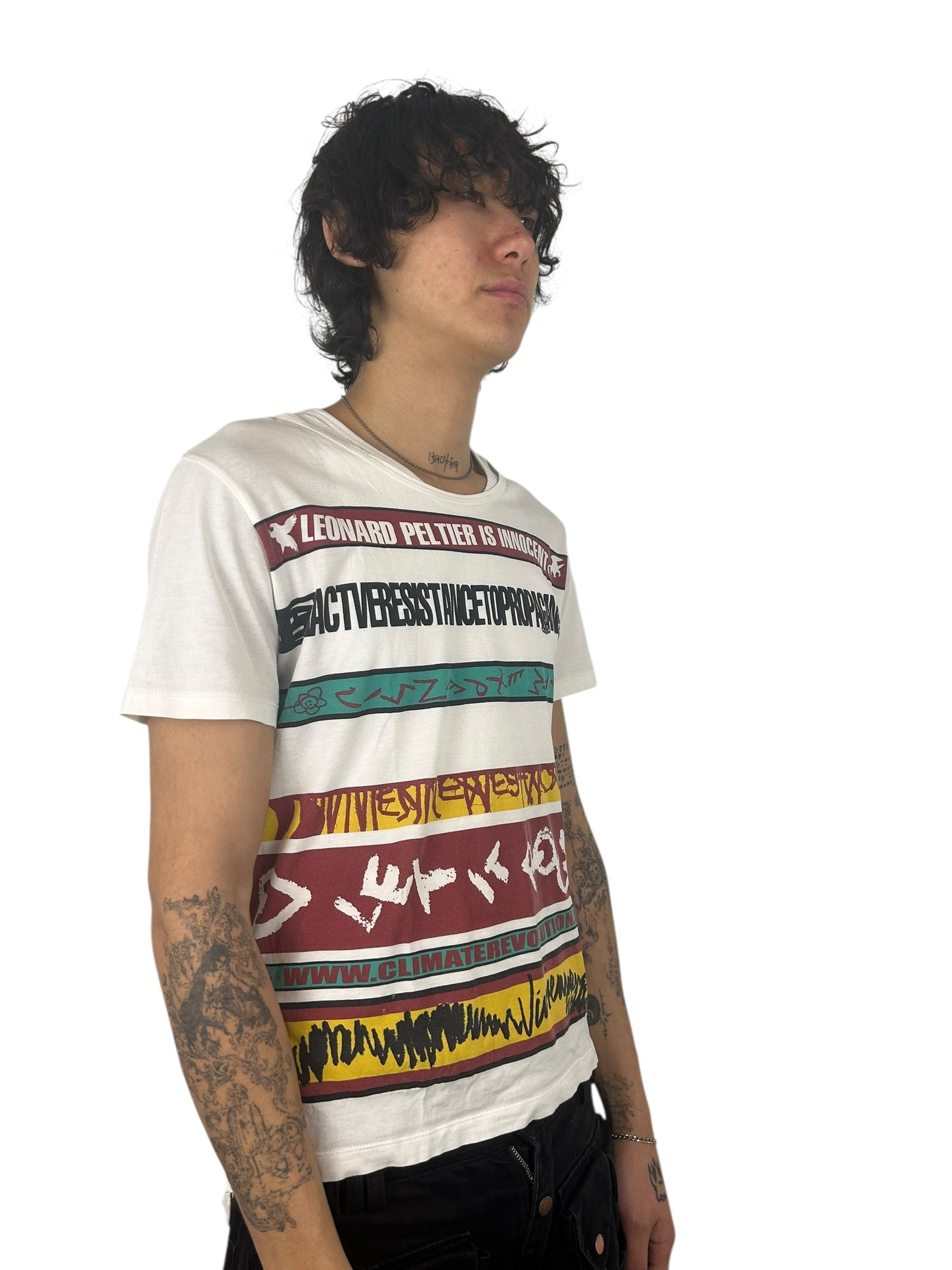 Vivienne Westwood “Active Resistance To Propaganda” Striped Graphic T-shirt (L)