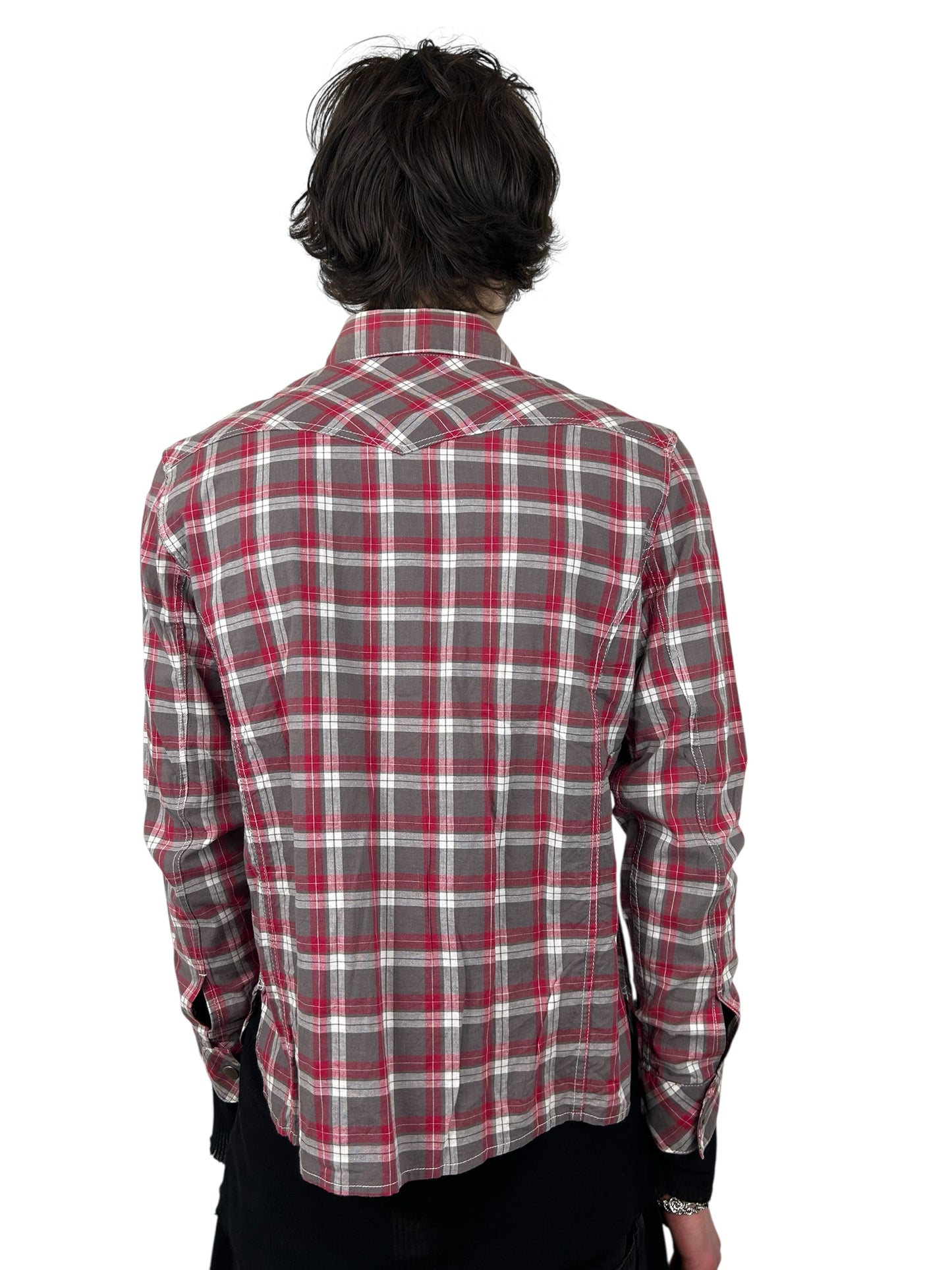 2000s PPFM Madras-Style Lightweight Utility Pocket Snap Button Up Shirt (M)