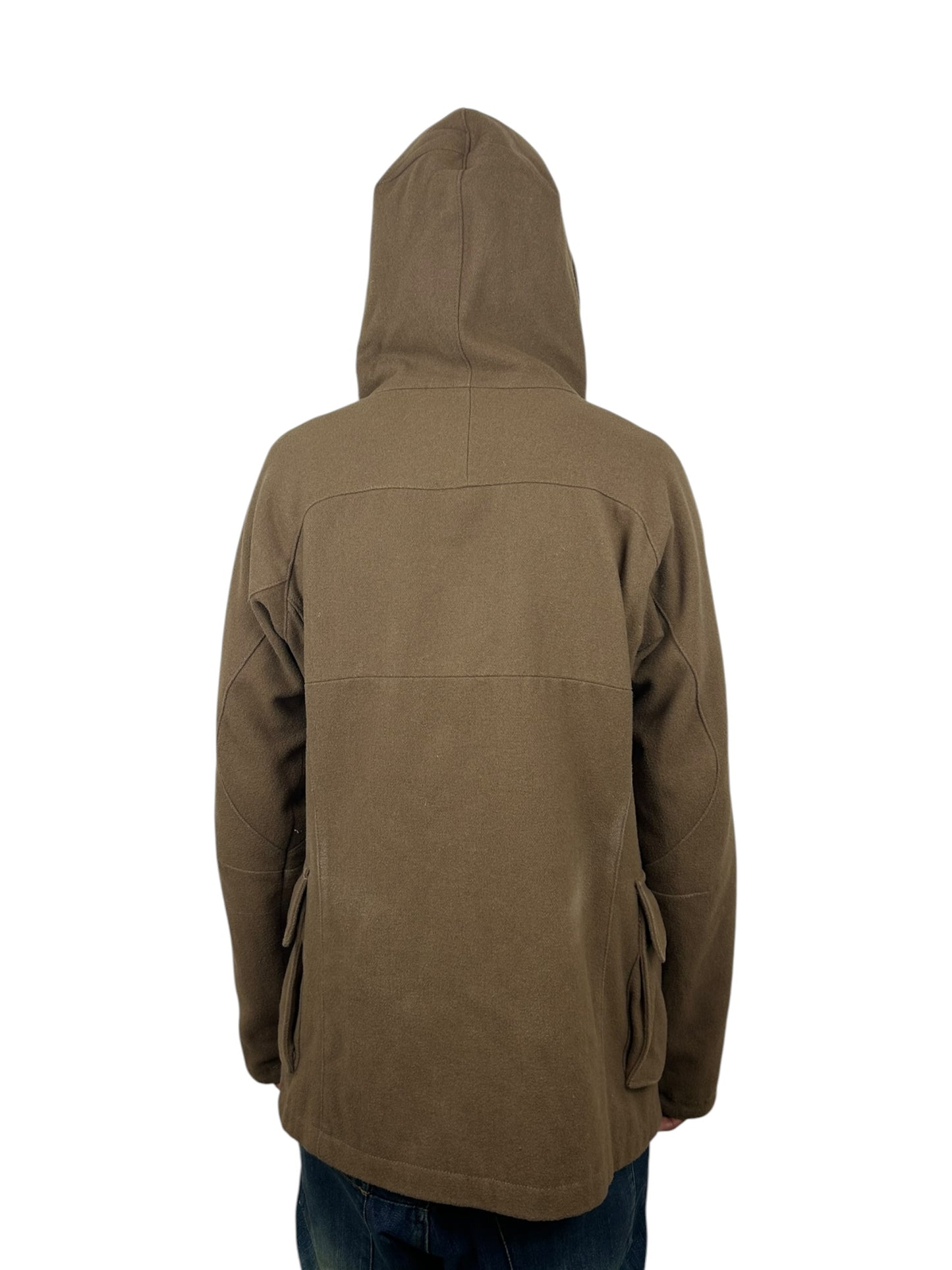 2000s PPFM Hooded Duffle Toggle Closure Wool Blend Panelled Utility Coat (L)