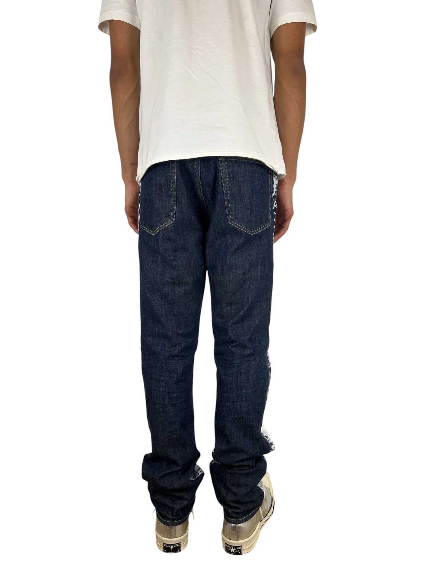 2000s  PPFM Distressed Crackled Paint Treatment Slim Denim (31x32)