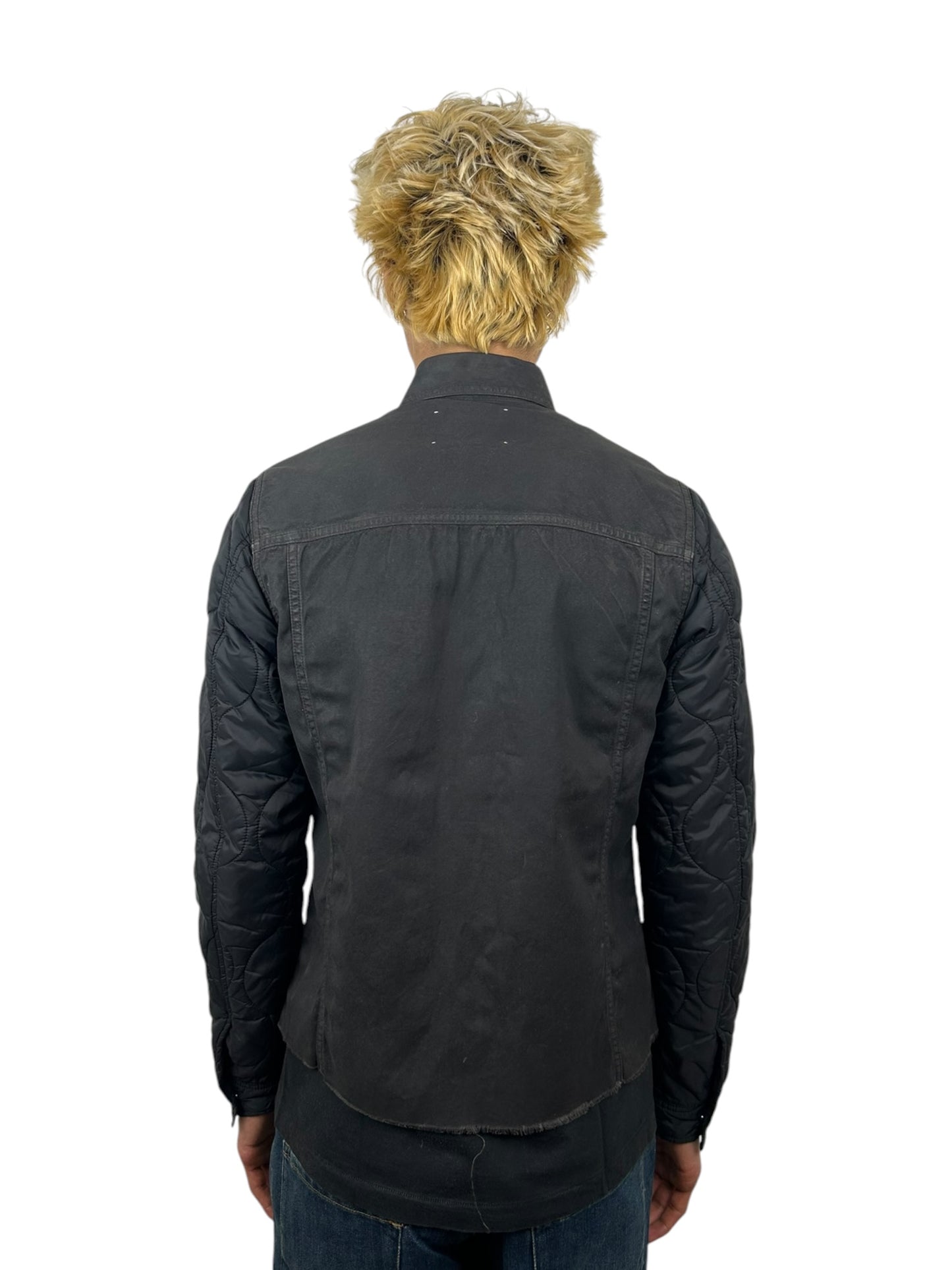 2013AW Undercoverism “Anatomi Couture” Quilted Sleeve Panel Oil Faded Trucker Jacket (M)