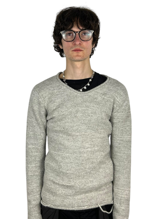 5351 Pour Les Hommes Distressed Raw-Edge Knit Sweater (M)