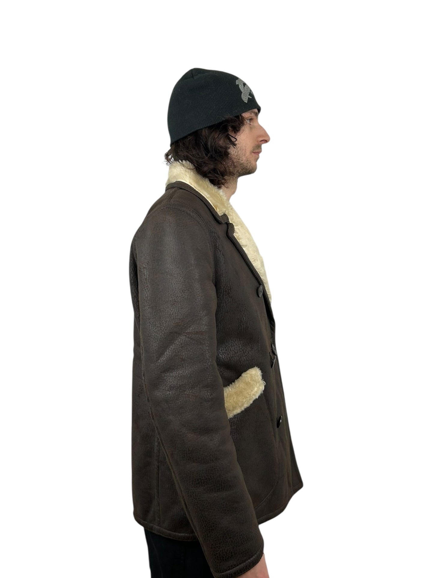 PPFM Heavy Double Breasted Faux Shearling Naval Jacket (L)