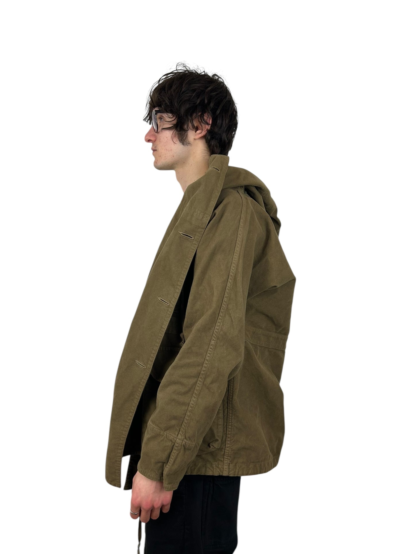 Kapital Oversized Hooded Military Cotton Ringer Jacket (L)