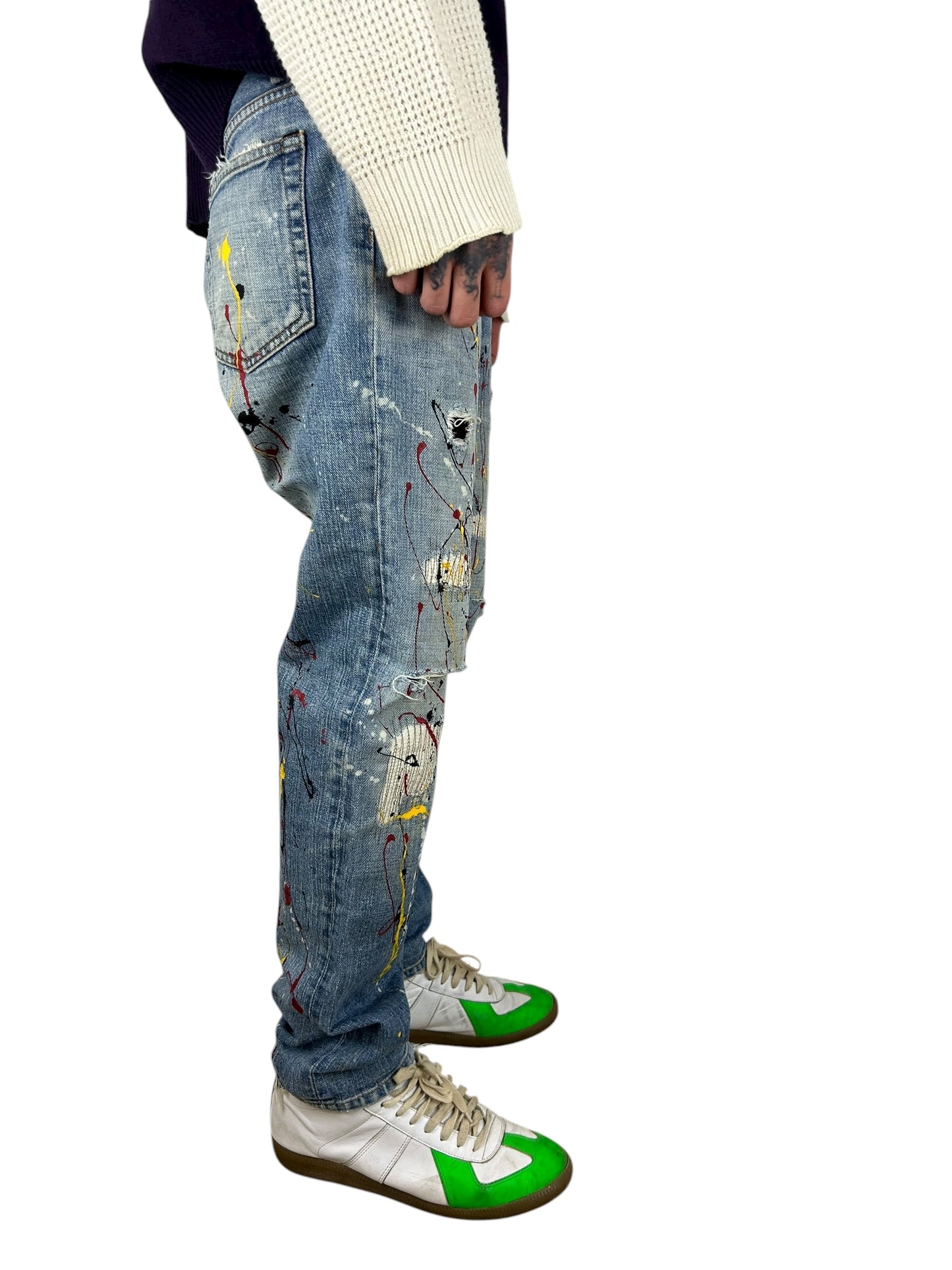 Johnbull Multicolour Paint Splatter Denim (32x31)