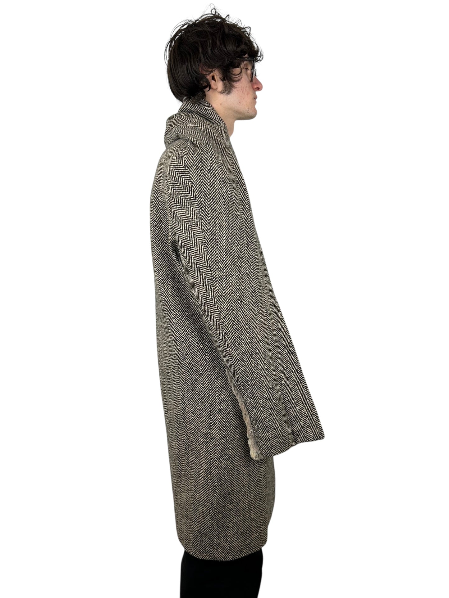 Y/Project Draped Faux Fur Herringbone Tweed Transformable Coat (L)