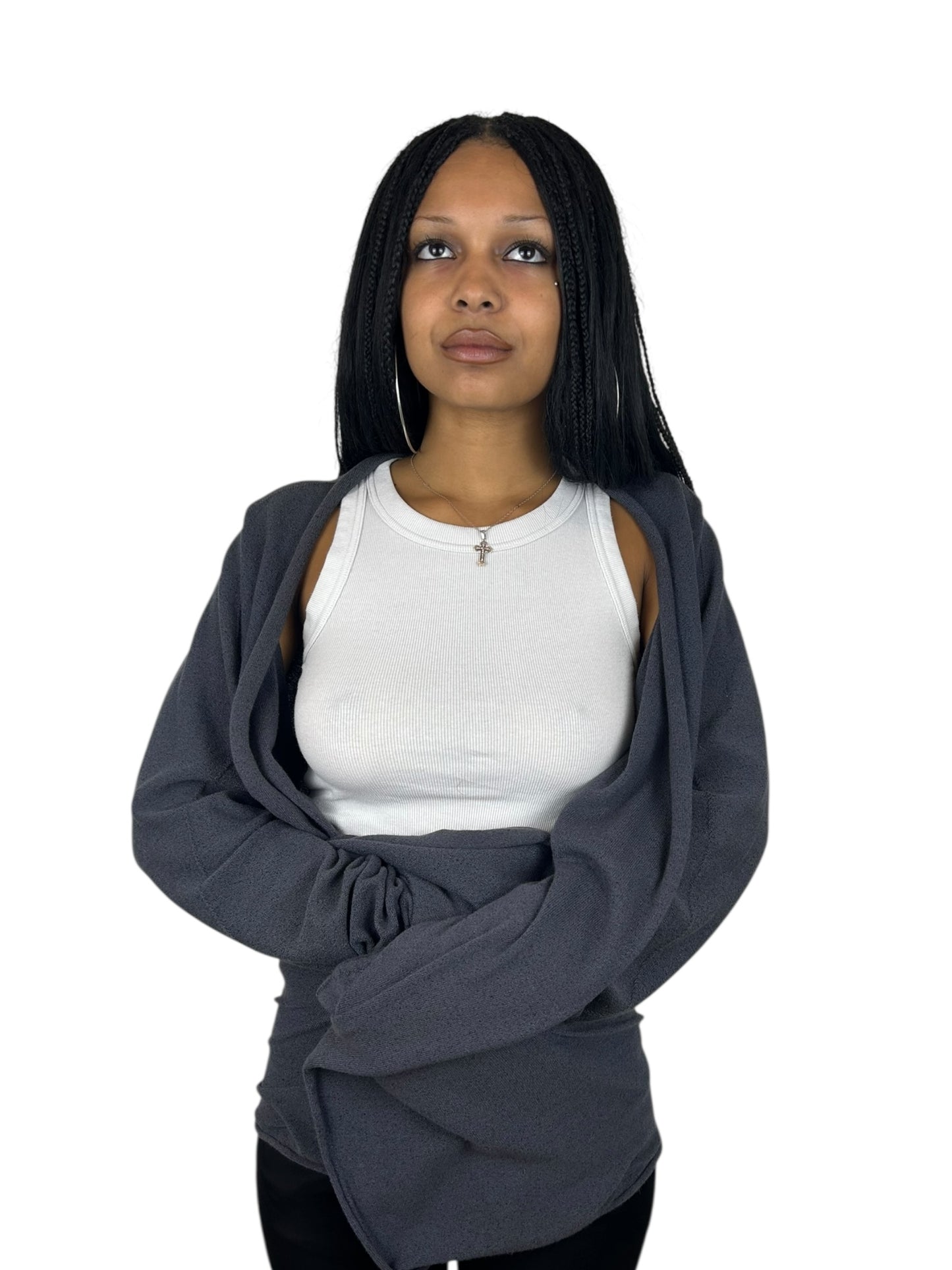 DEVOA Wool Blend Open Front Cardigan (M)