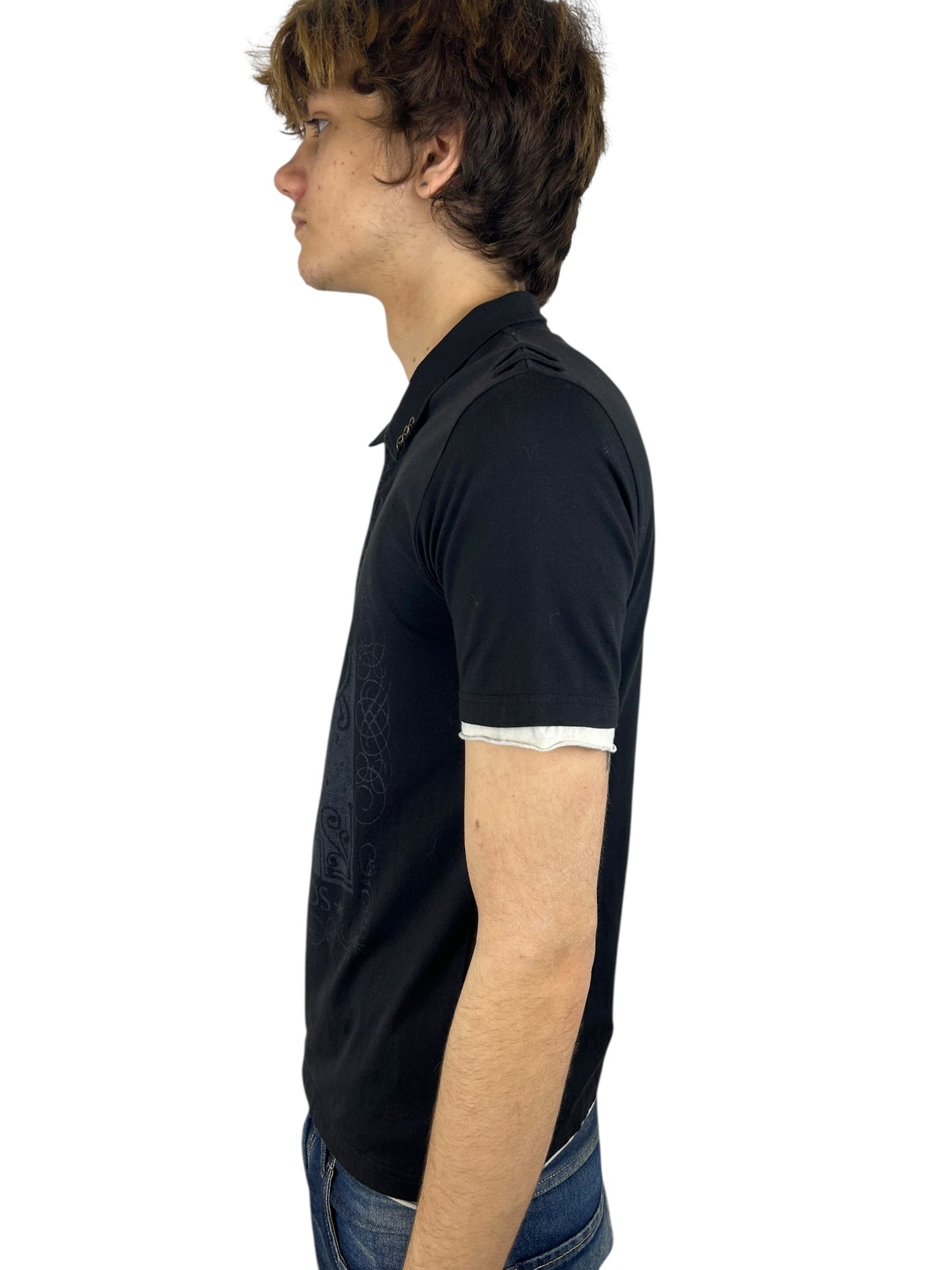 2000s PPFM 2 Layer “Rock and Roll” Pierced Polo (M)