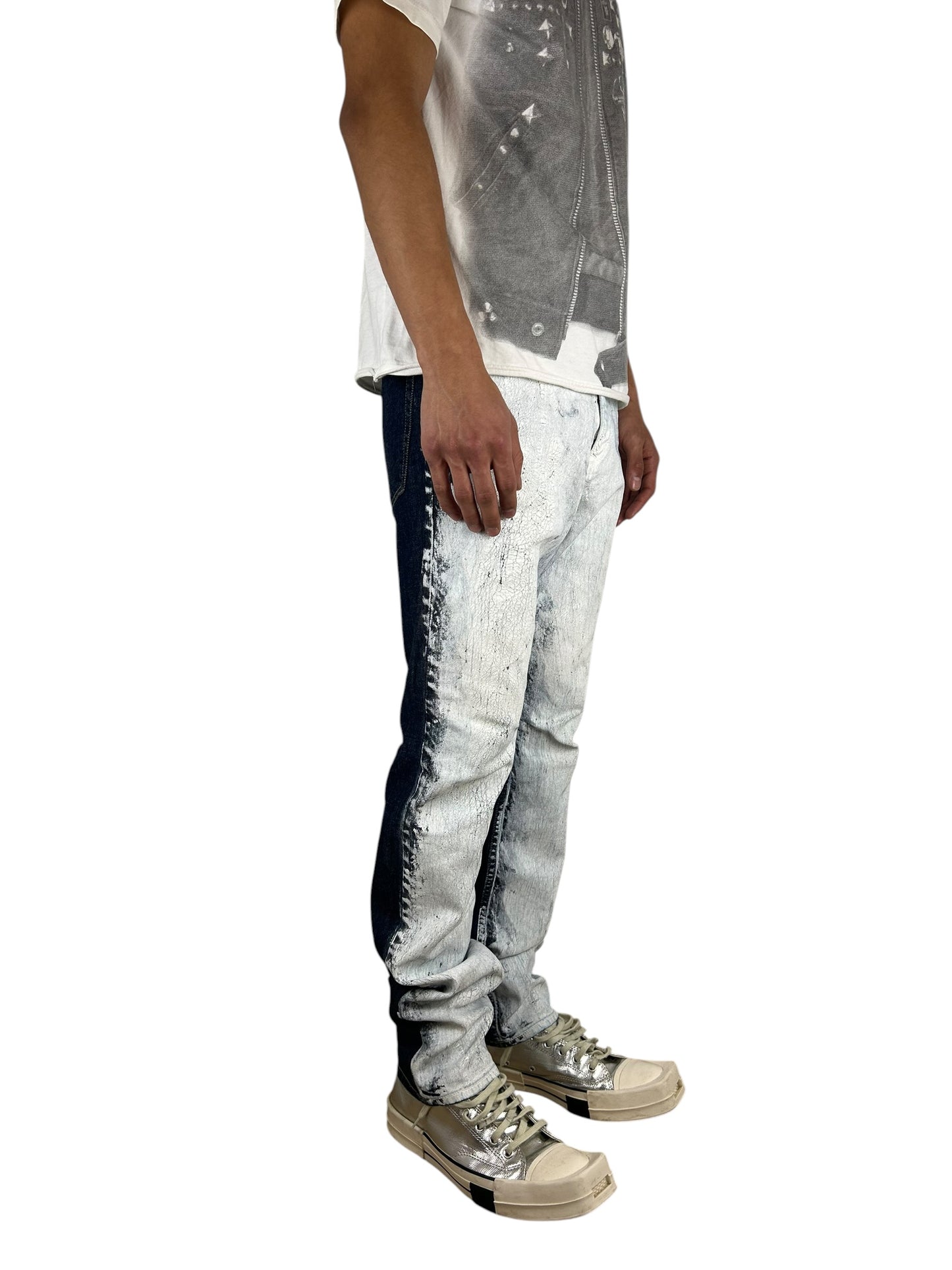 2000s  PPFM Distressed Crackled Paint Treatment Slim Denim (31x32)
