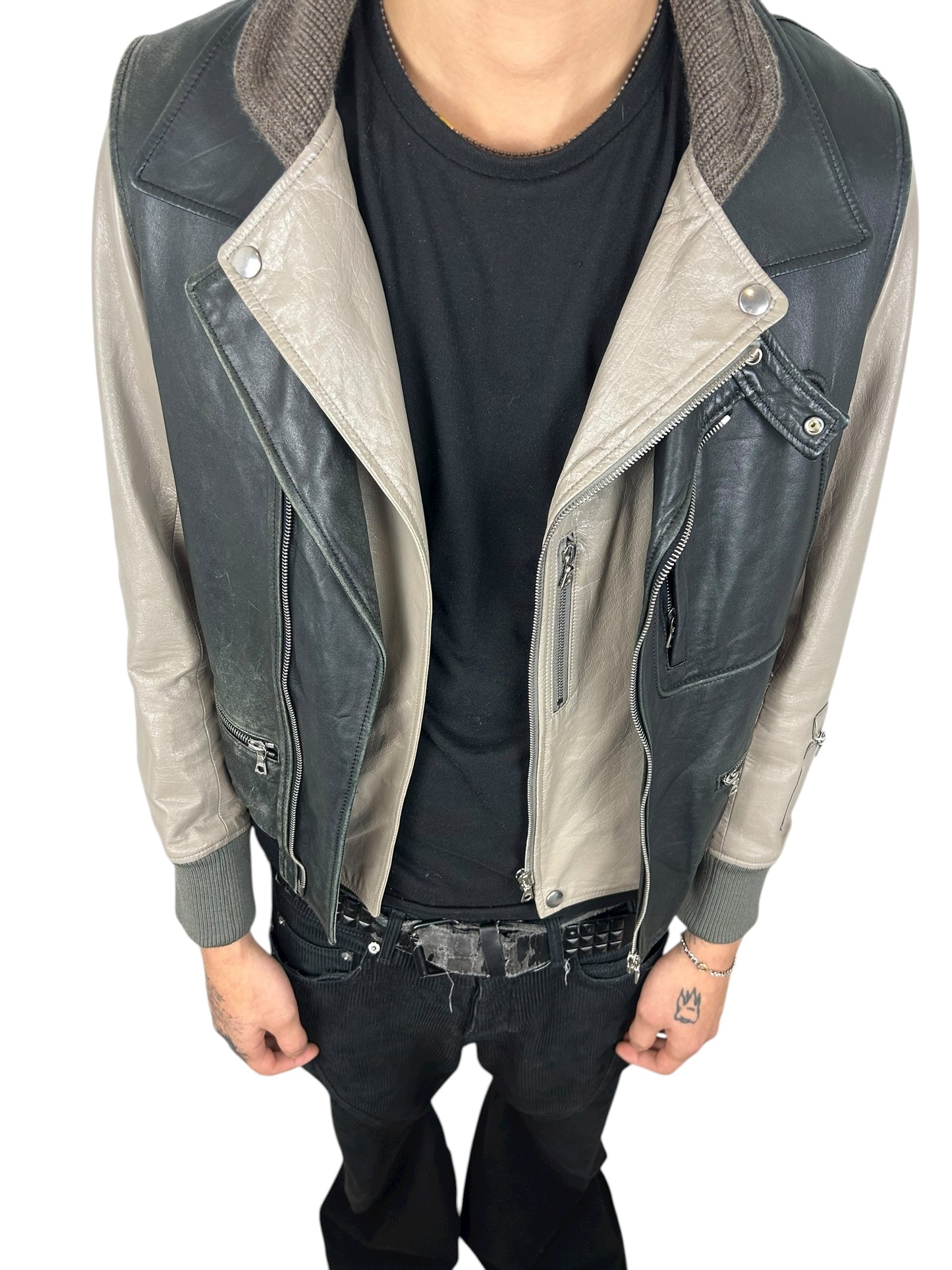 2007AW Undercover 2-Piece Hybrid Leather Jacket (L)