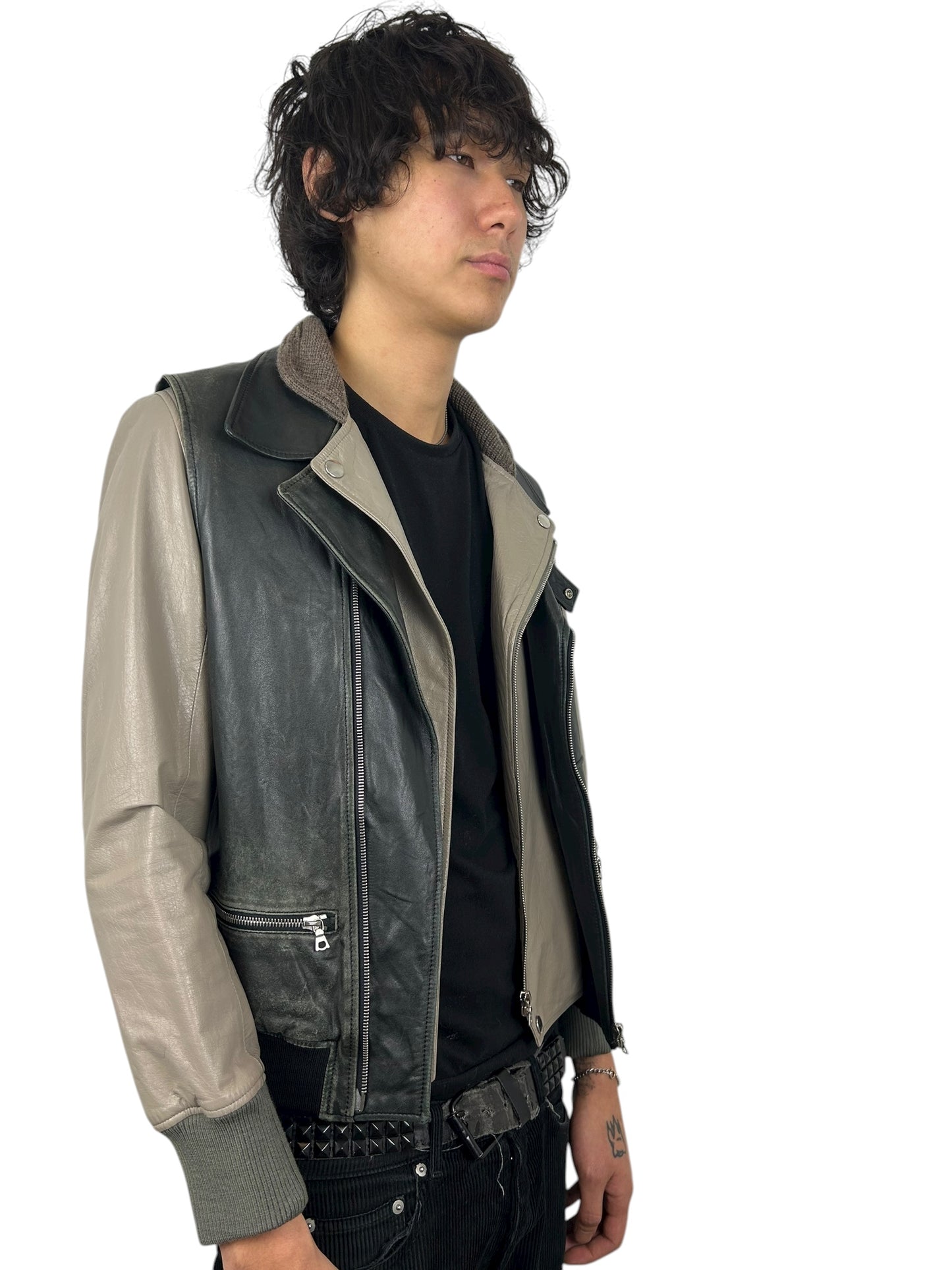2007AW Undercover 2-Piece Hybrid Leather Jacket (L)