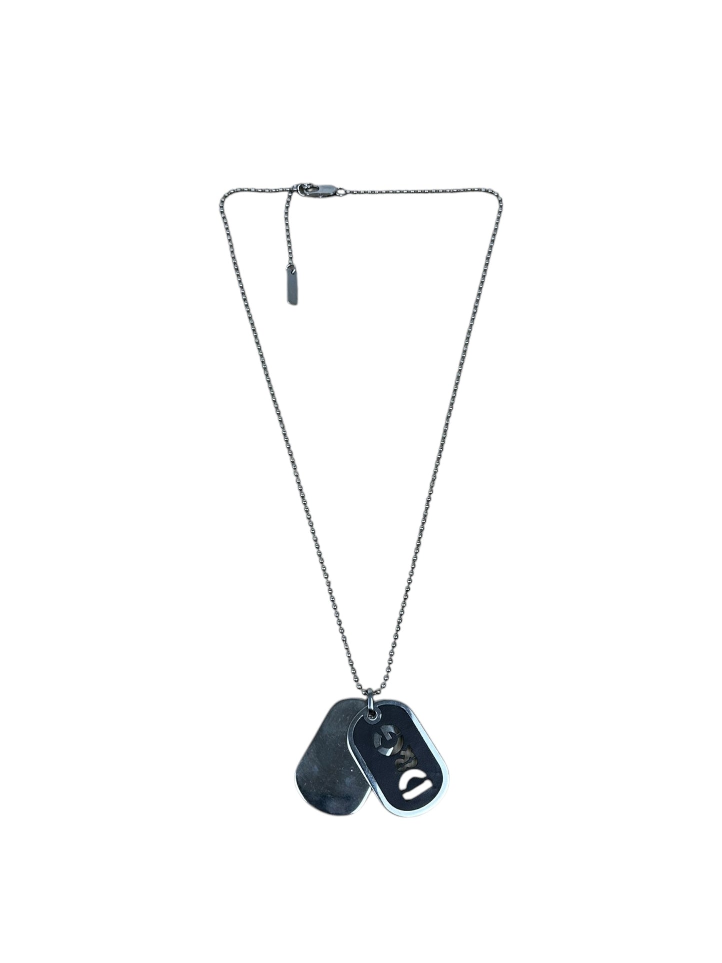 Dolce & Gabbana Silver Cutout Logo Double Dog-tag Necklace