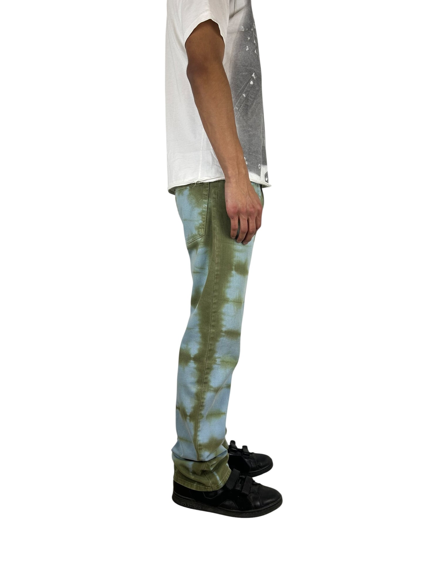 Dolce & Gabbana Olive Tie-Dye/Bleached Straight Leg Denim (30.5x33)