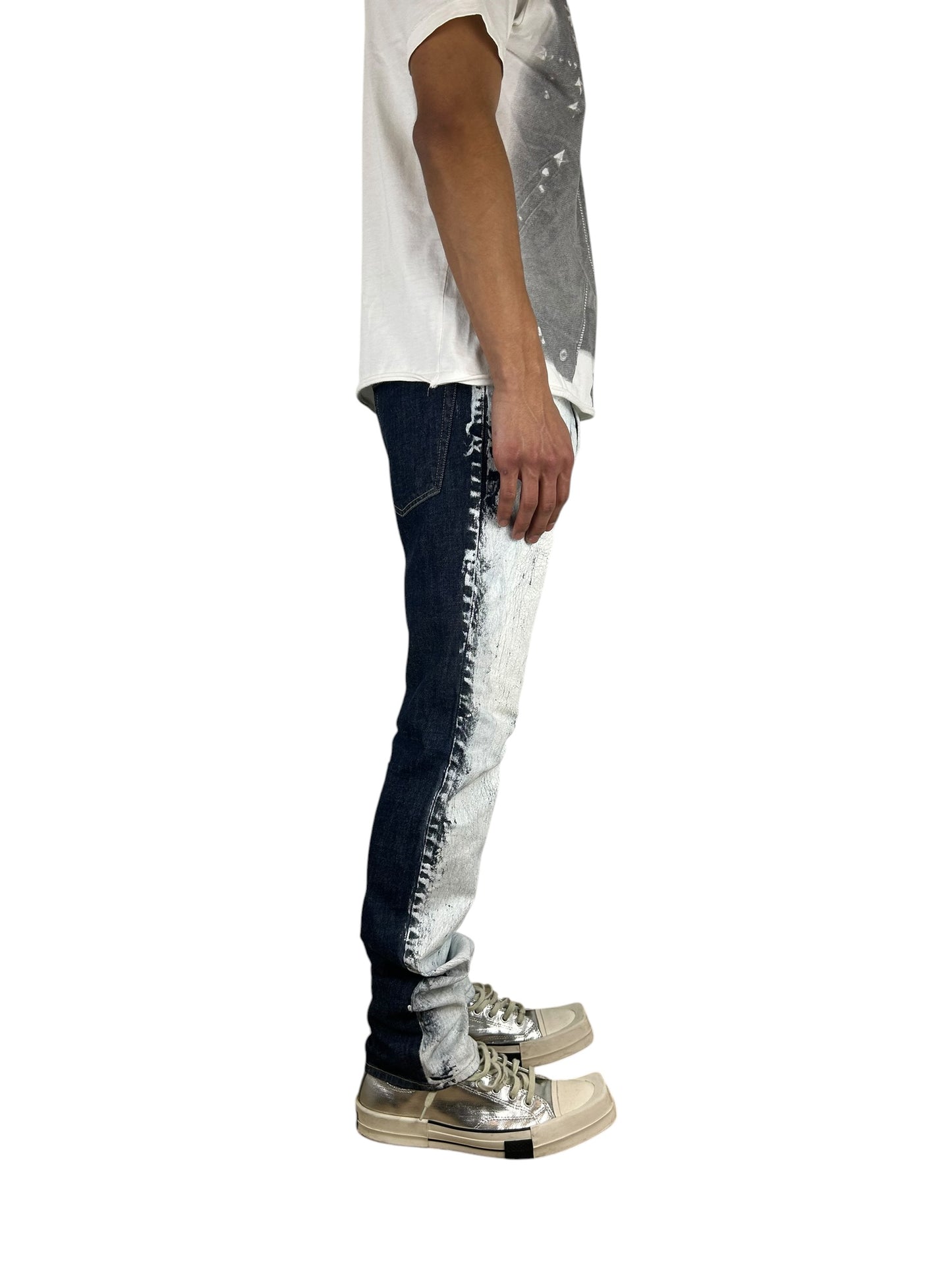 2000s  PPFM Distressed Crackled Paint Treatment Slim Denim (31x32)