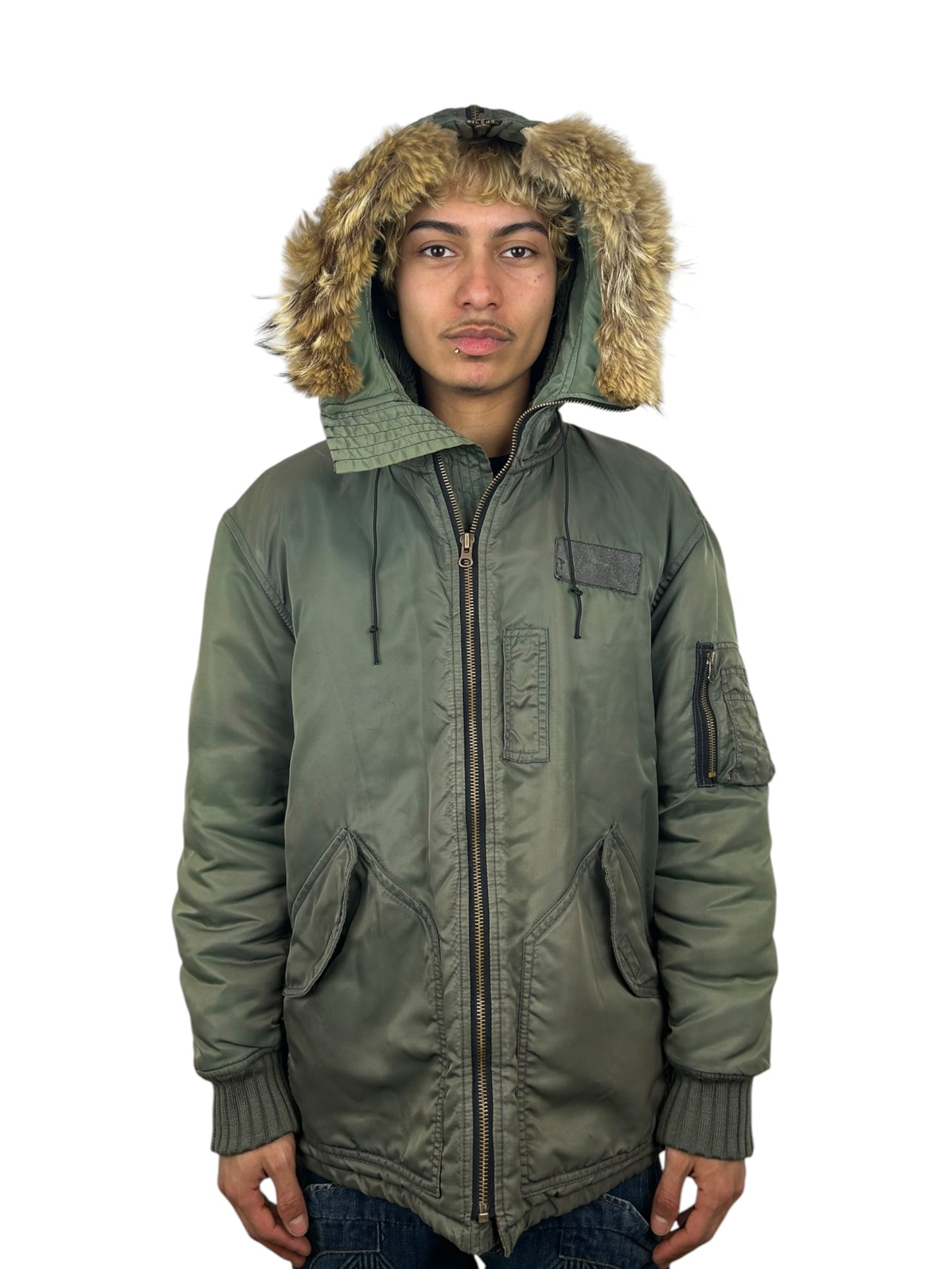 PPFM N-3B Zip Hood Coyote Fur Flight Parka Jacket (M)