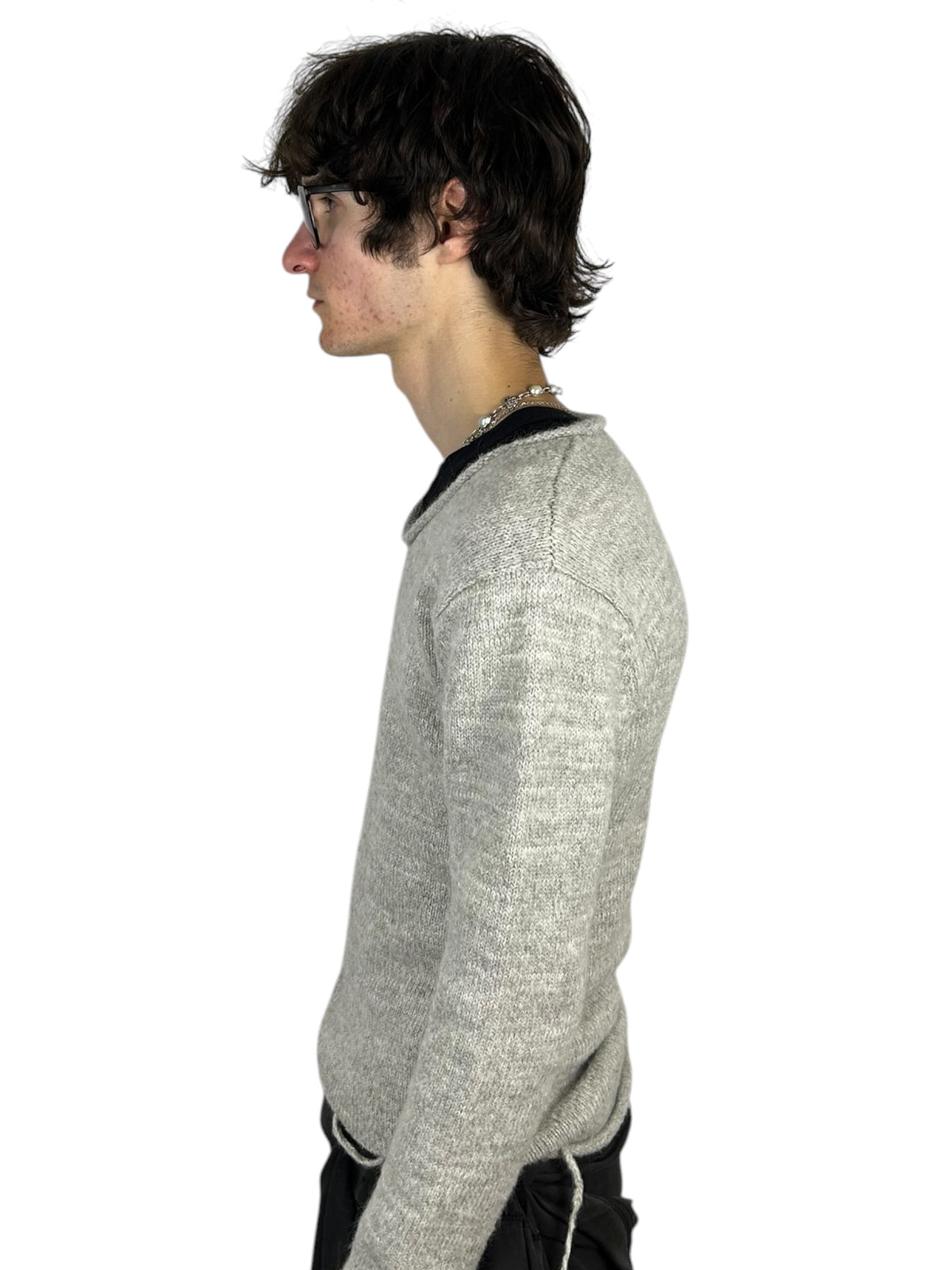 5351 Pour Les Hommes Distressed Raw-Edge Knit Sweater (M)