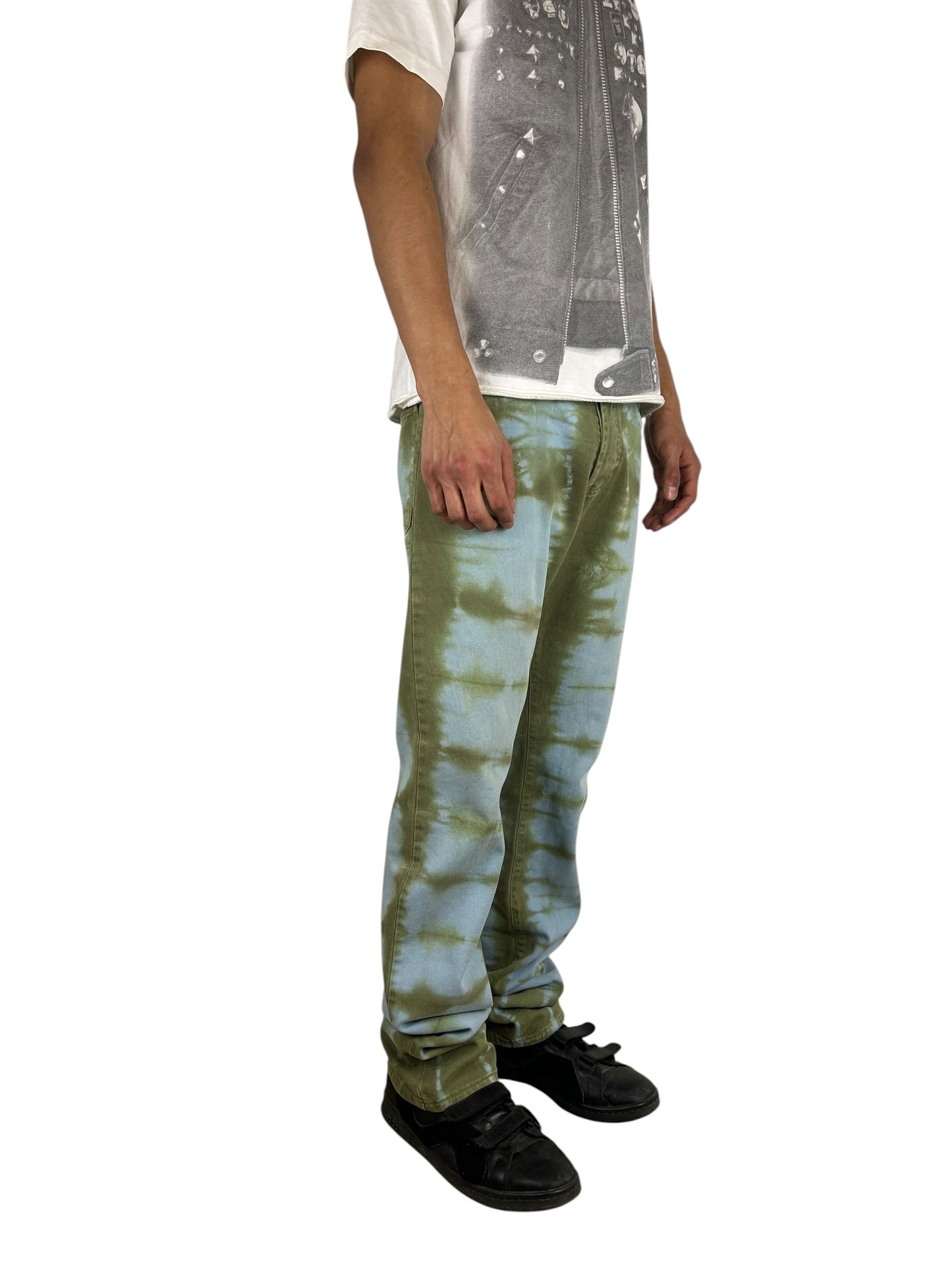 Dolce & Gabbana Olive Tie-Dye/Bleached Straight Leg Denim (30.5x33)