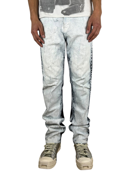 2000s  PPFM Distressed Crackled Paint Treatment Slim Denim (31x32)