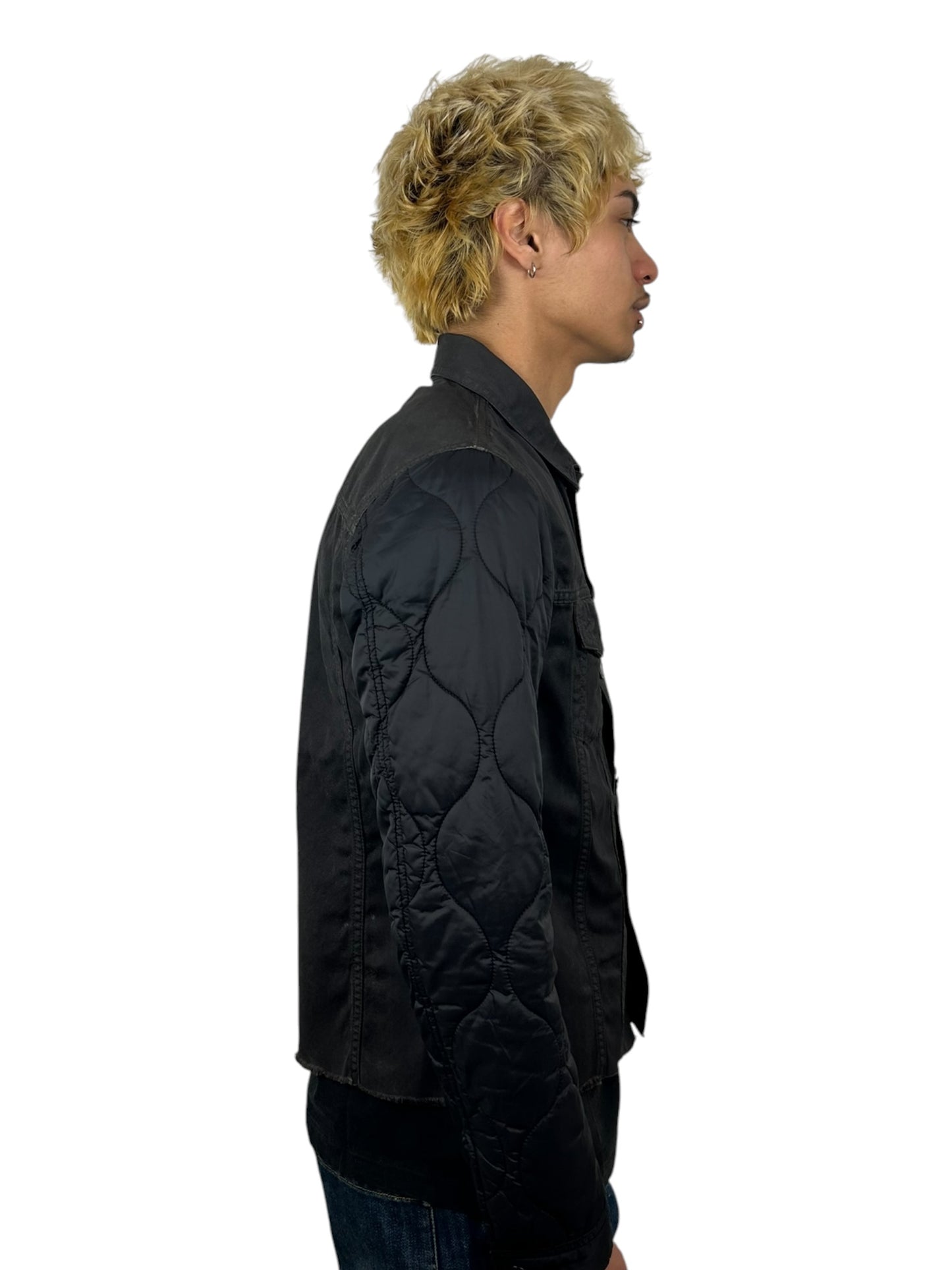 2013AW Undercoverism “Anatomi Couture” Quilted Sleeve Panel Oil Faded Trucker Jacket (M)