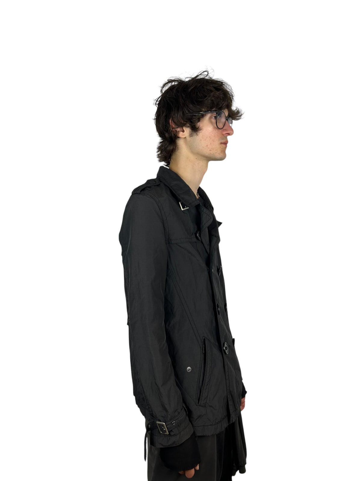 2000s PPFM Military Utility Trench Coat w Internal Harness (L)