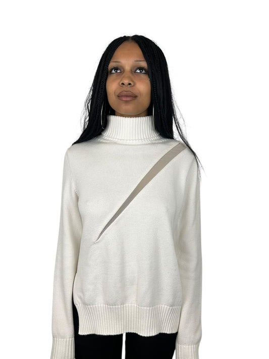 2015 Fall RTW Undercover Runway Asymmetrical Sheer Cutout Turtleneck Sweater (S)