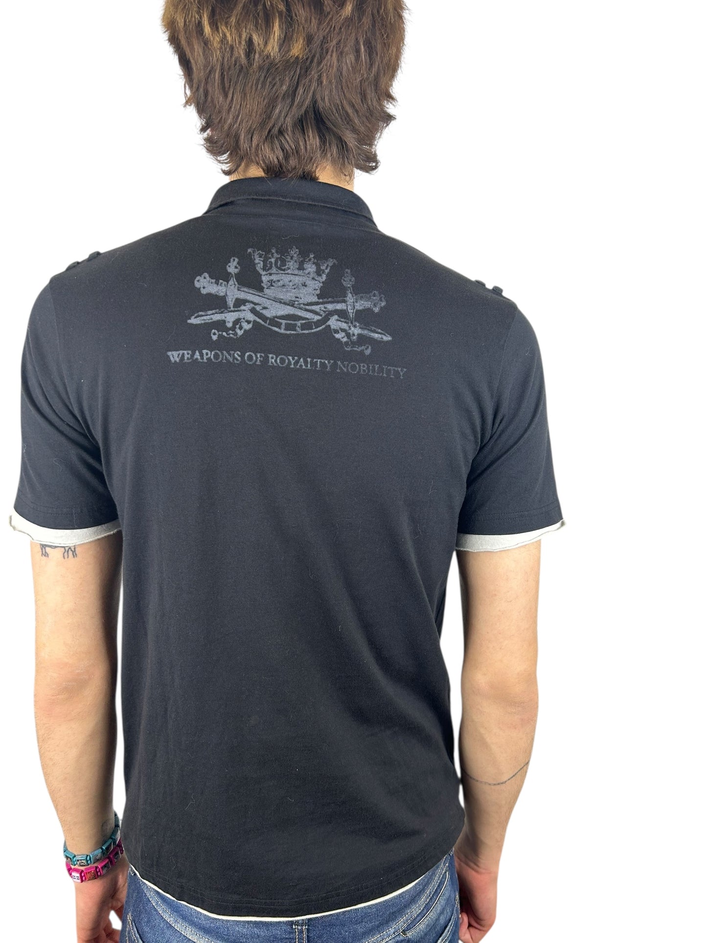 2000s PPFM 2 Layer “Rock and Roll” Pierced Polo (M)