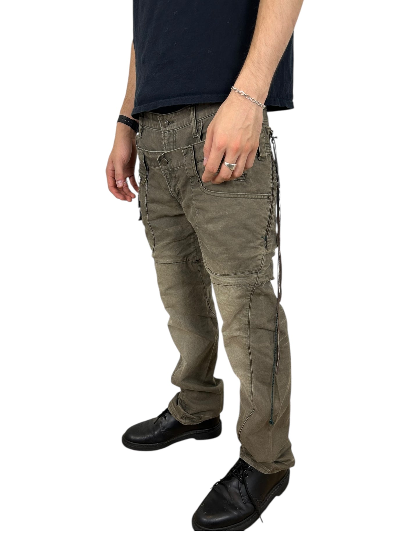 2000s PPFM Double Waisted Plaid Lined Cargo Pants (32x32)