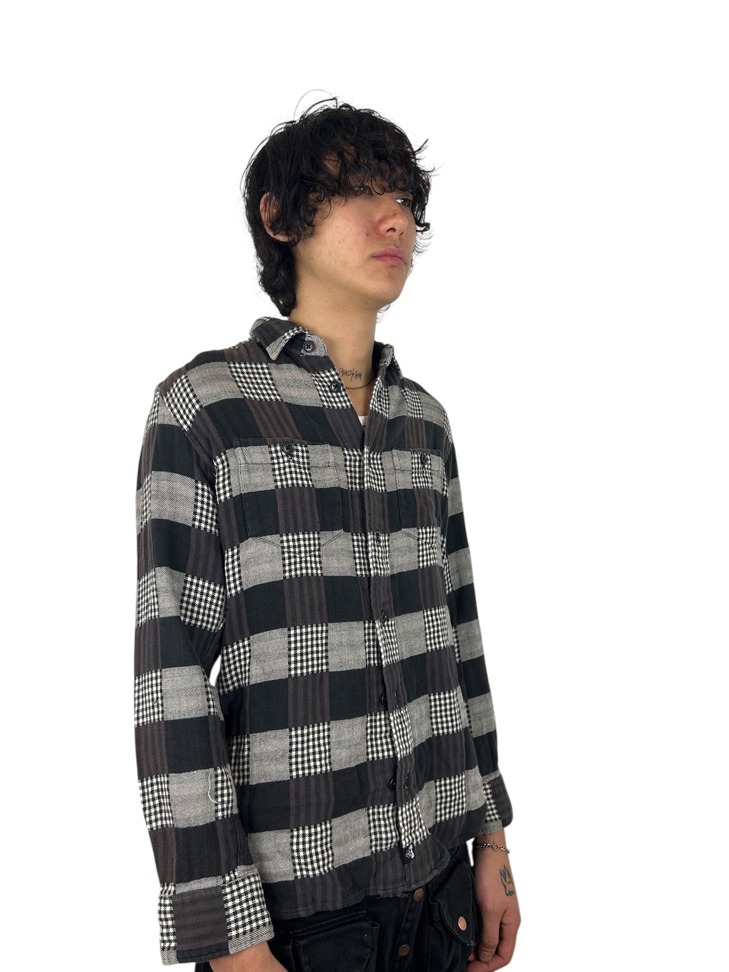 2000s PPFM Padded Glen Check × Buffalo Check Hybrid Flannel (M)