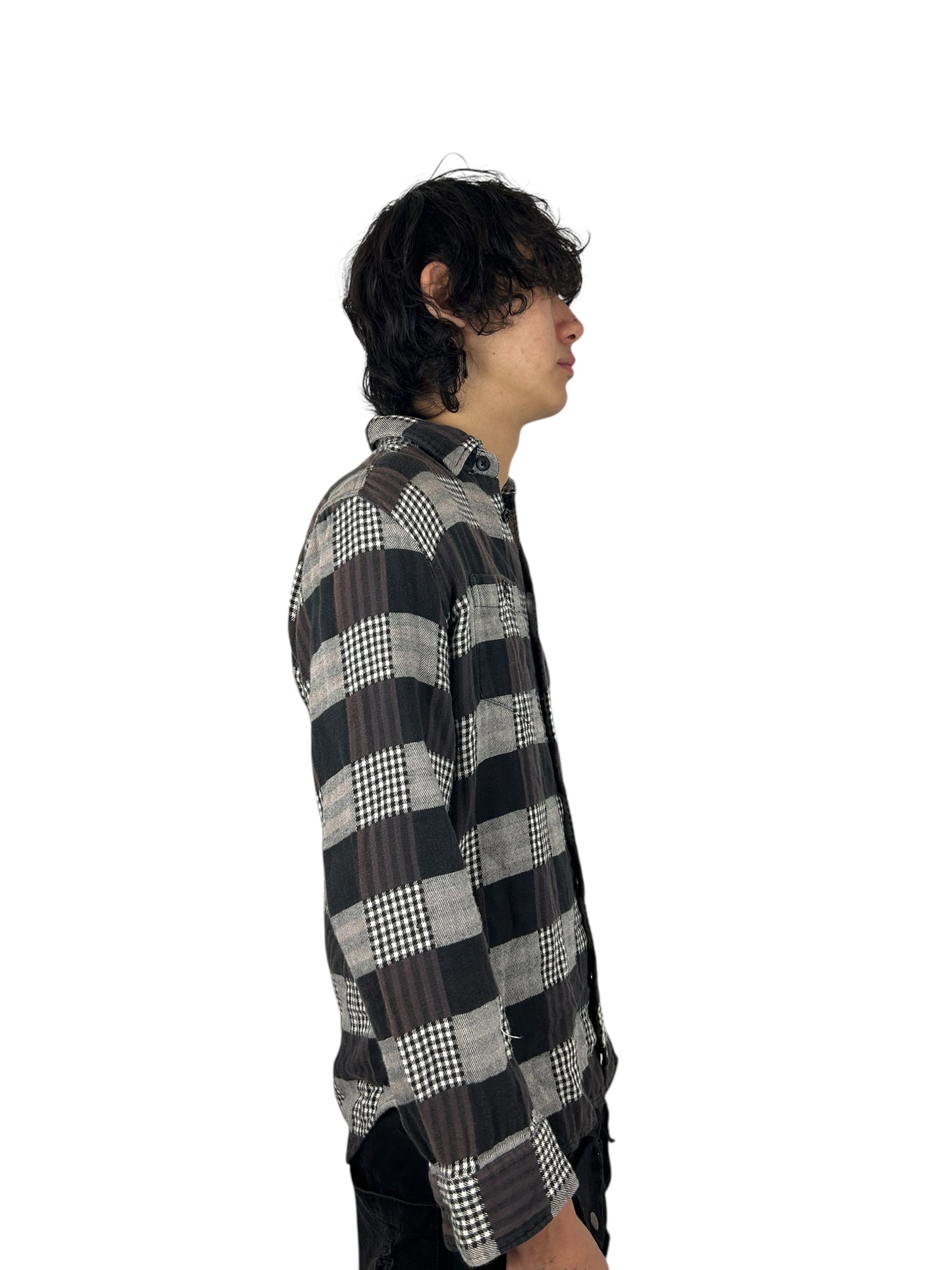 2000s PPFM Padded Glen Check × Buffalo Check Hybrid Flannel (M)