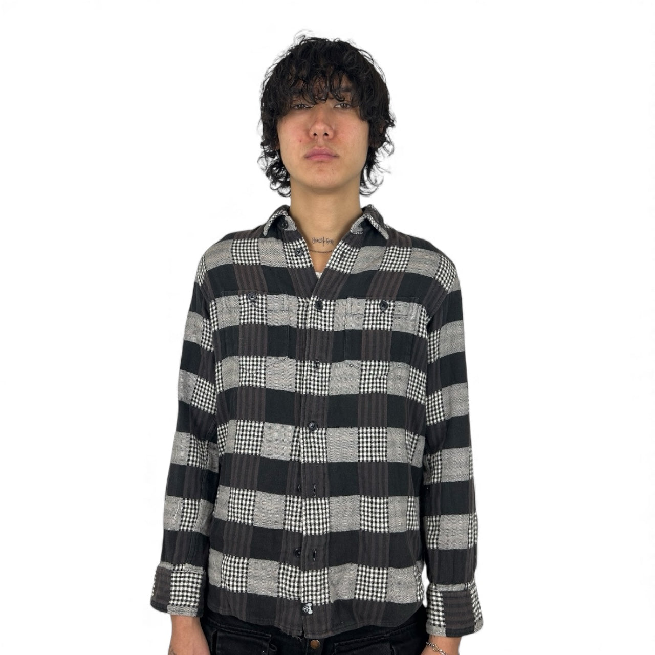 2000s PPFM Padded Glen Check × Buffalo Check Hybrid Flannel (M)