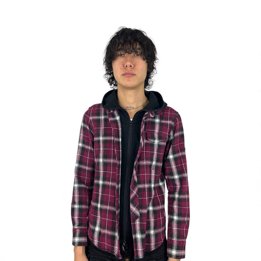 2000s PPFM Mini Buffalo Plaid Hybird Hoodie/Flannel (M)
