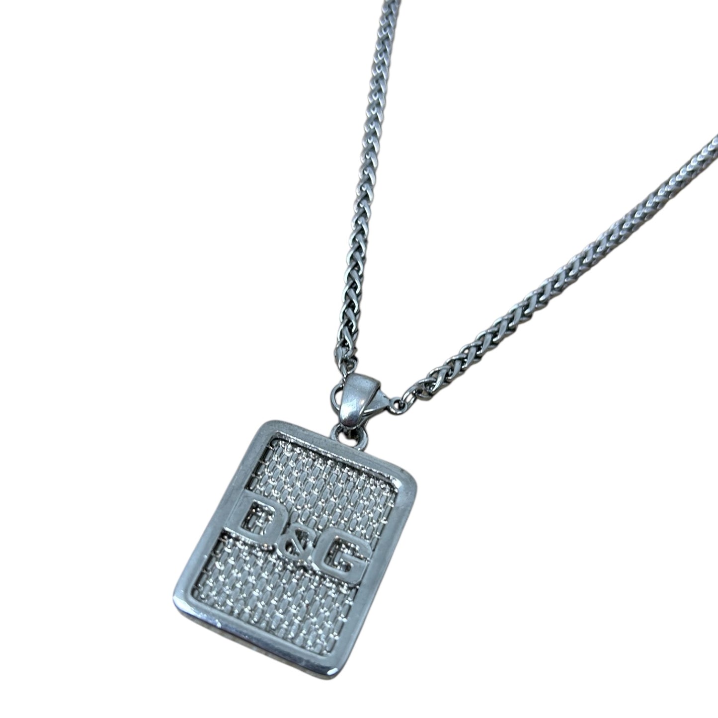 Dolce & Gabbana Embossed DG Plate Necklace