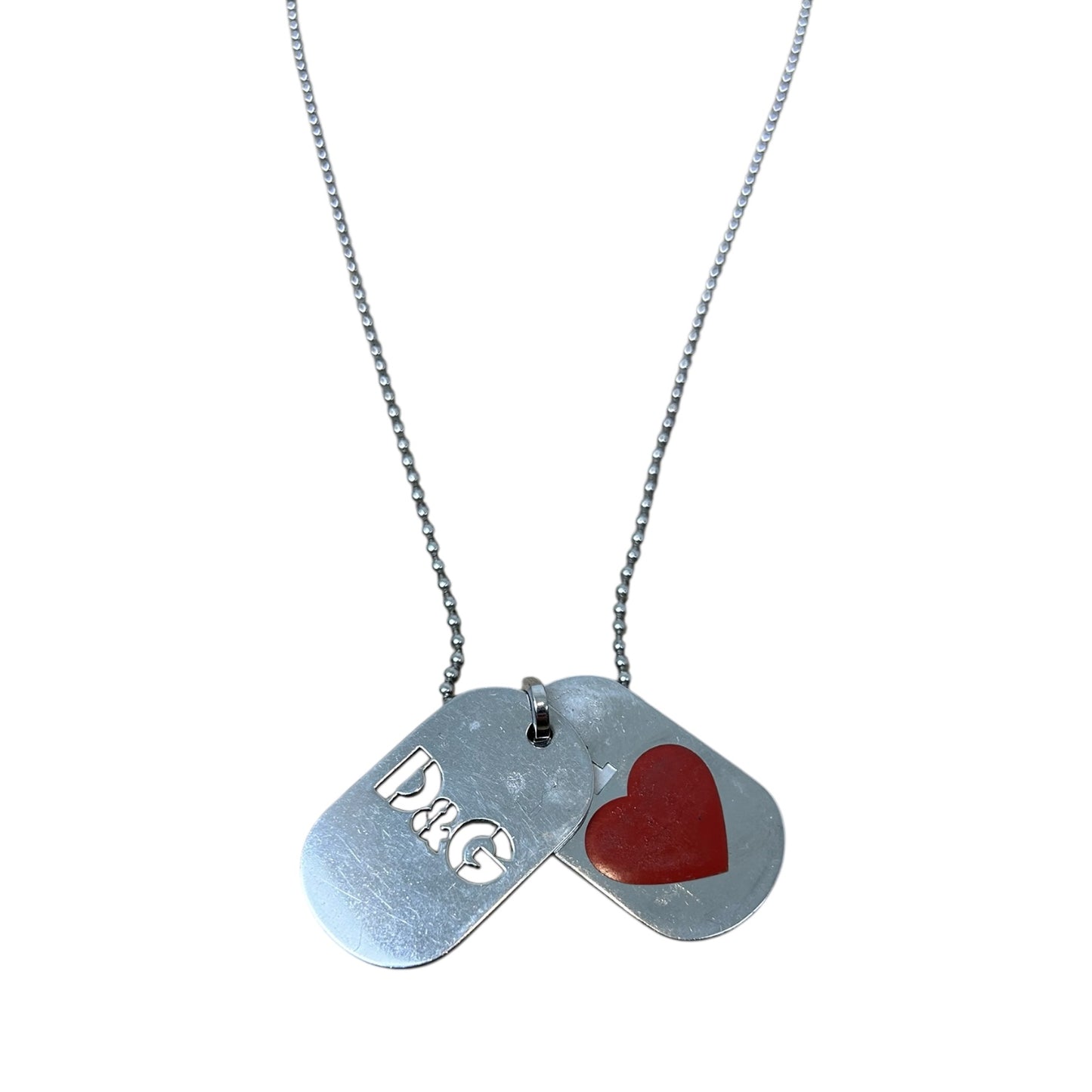 Dolce & Gabbana “I Love DG” Logo Double Dog-tag Necklace