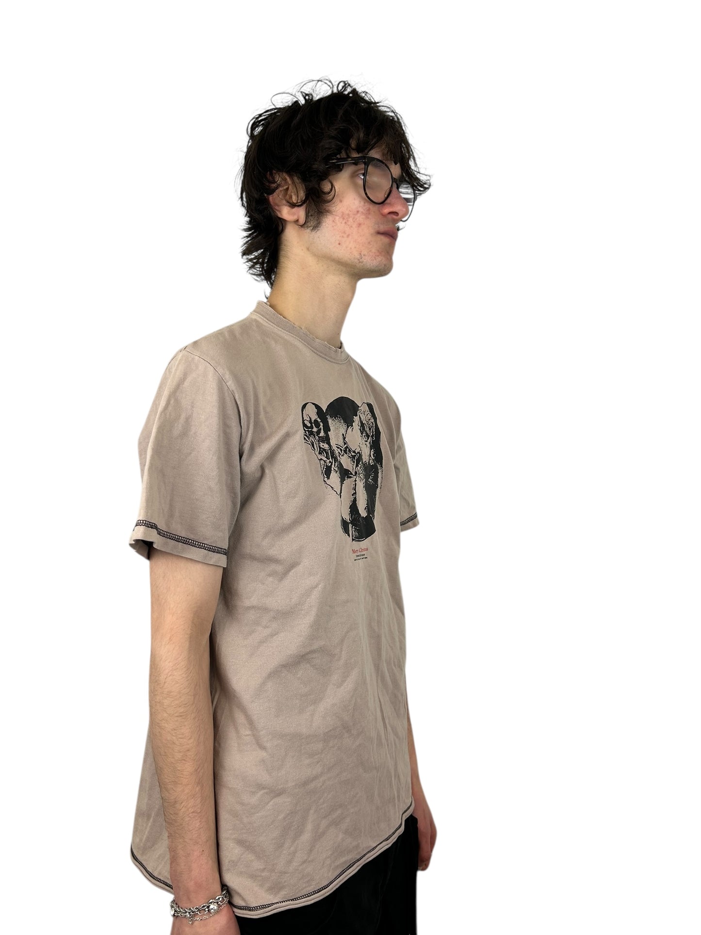 2003FW Undercover "Merry Christmas" Paperdoll Raw Edge T-shirt (XL)