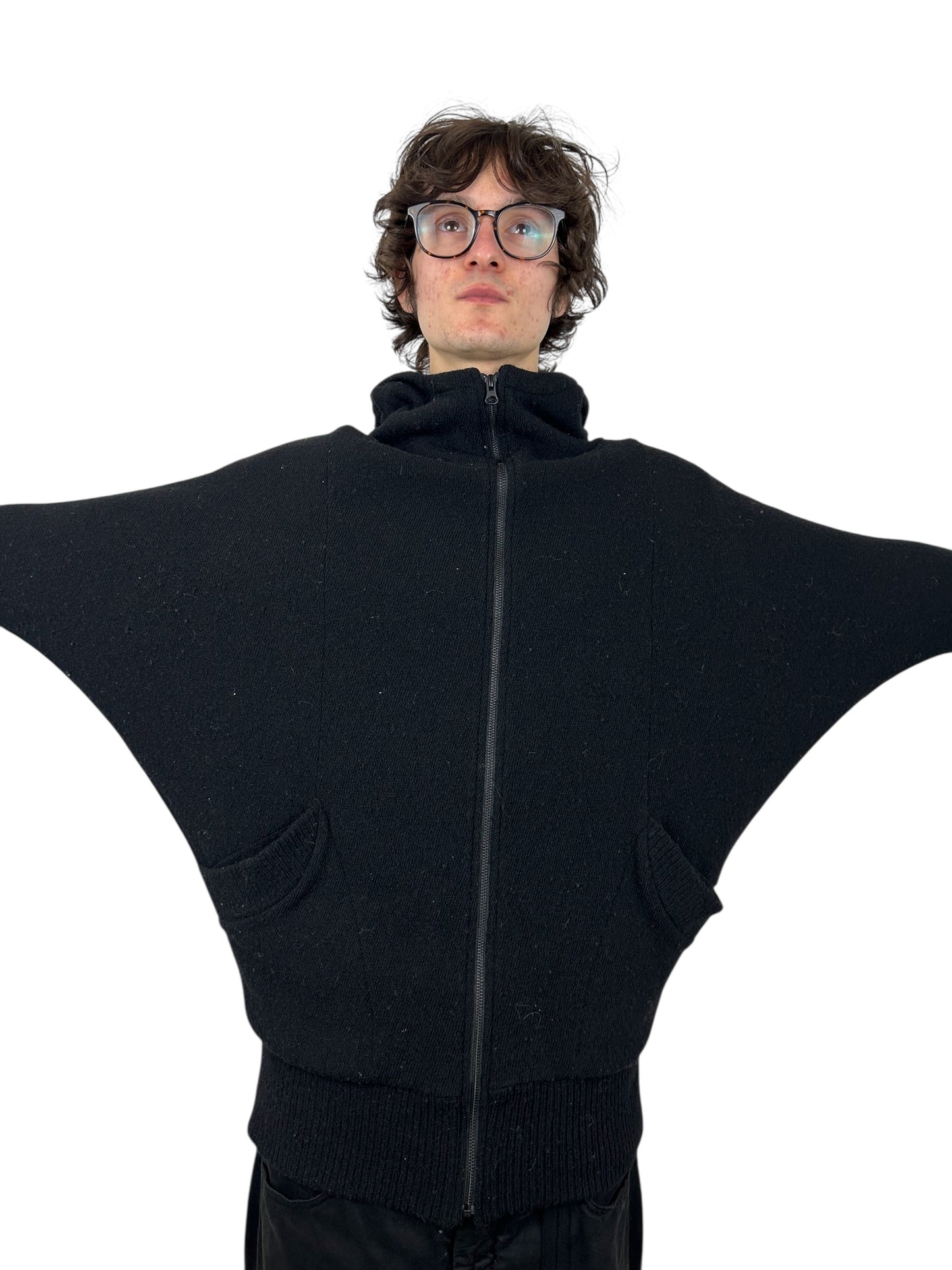 2013AW Zucca Momonga High-Zip Flying-Squirrel Knit Hoodie (M)