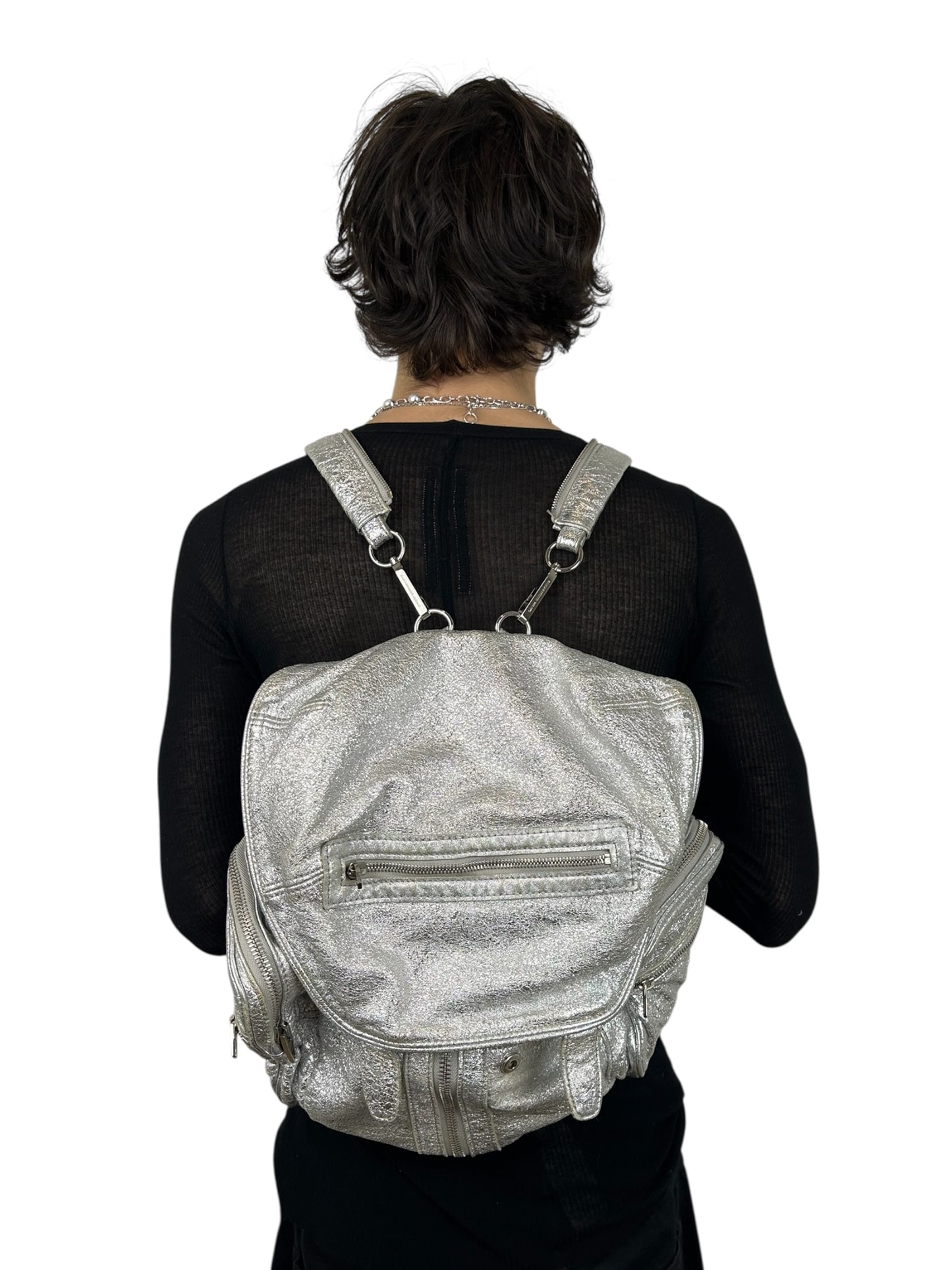 Alexander Wang Marti 3 Way Metalic Silver "Tinfoil" Backpack
