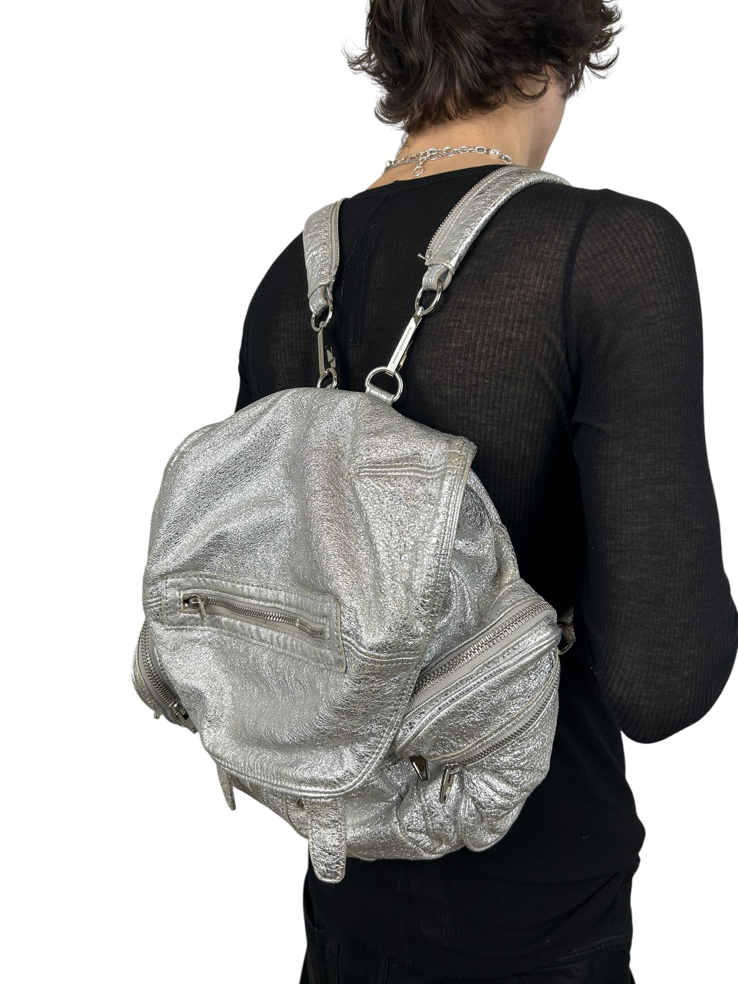 Alexander Wang Marti 3 Way Metalic Silver "Tinfoil" Backpack